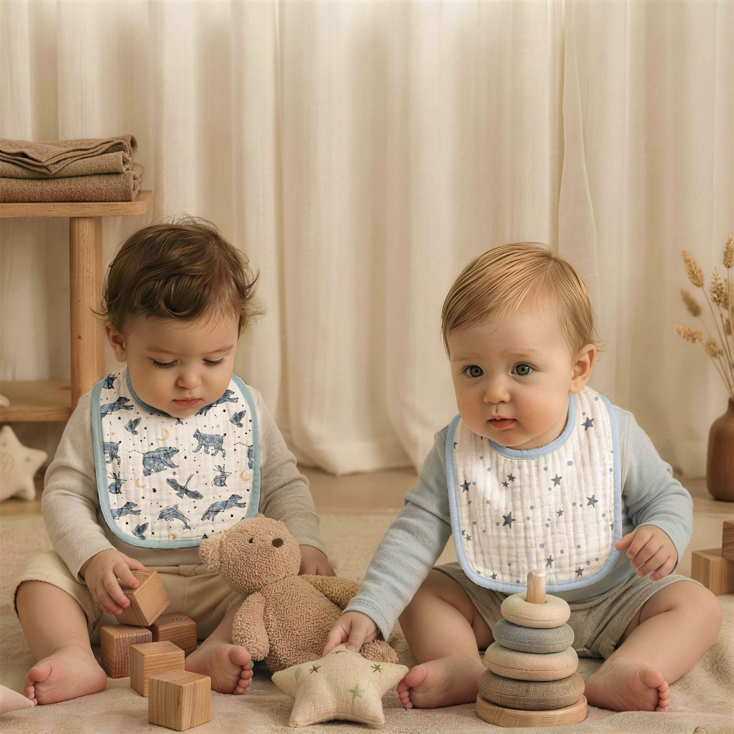 Star | baby muslin bibs 8 pack | 0-36 months