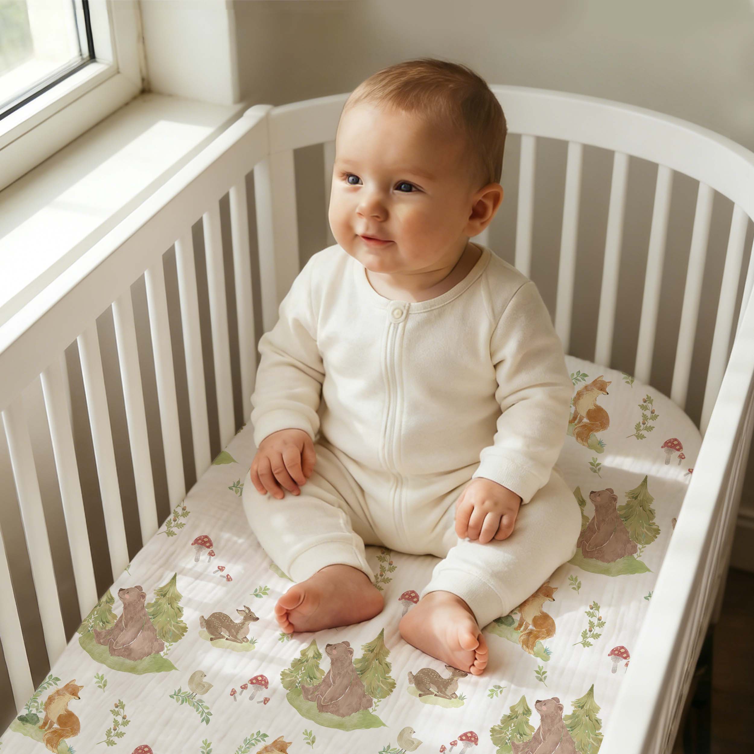 Fern & Woodland Pals | Muslin Bassinet Sheets 3-Pack | 33''*17''