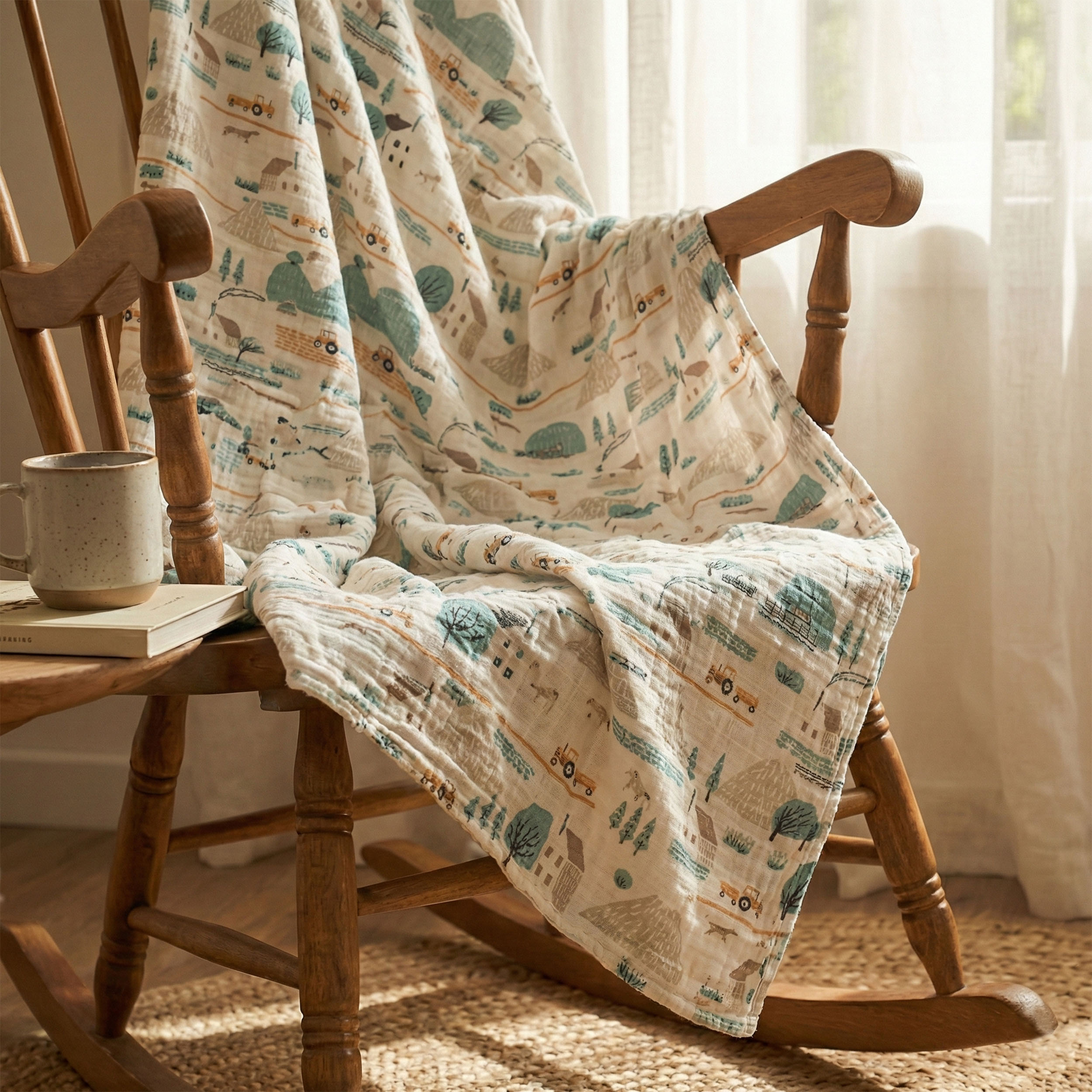 Muslin Swaddle Blankets 4-Pack | 31.5x43.3" | Mint Dusk