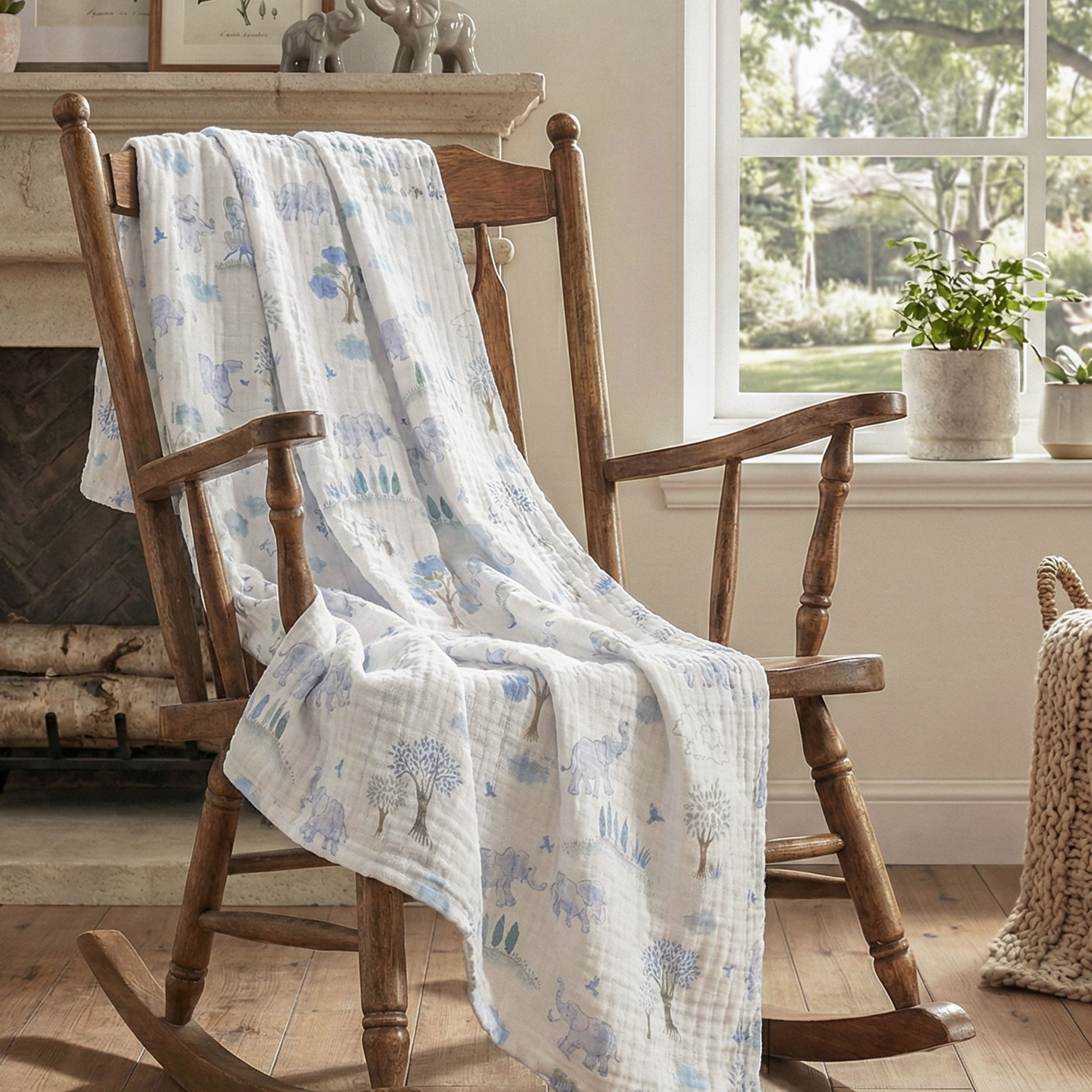 Muslin Swaddle Blankets 4-Pack | 38x40" | Bounce in the Blue