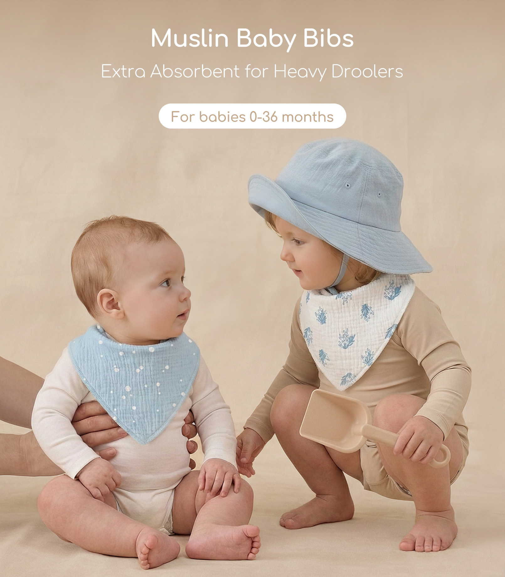 Blue Whale Whisper | Soft & Absorbent Muslin Bandana Bibs 8 Pack