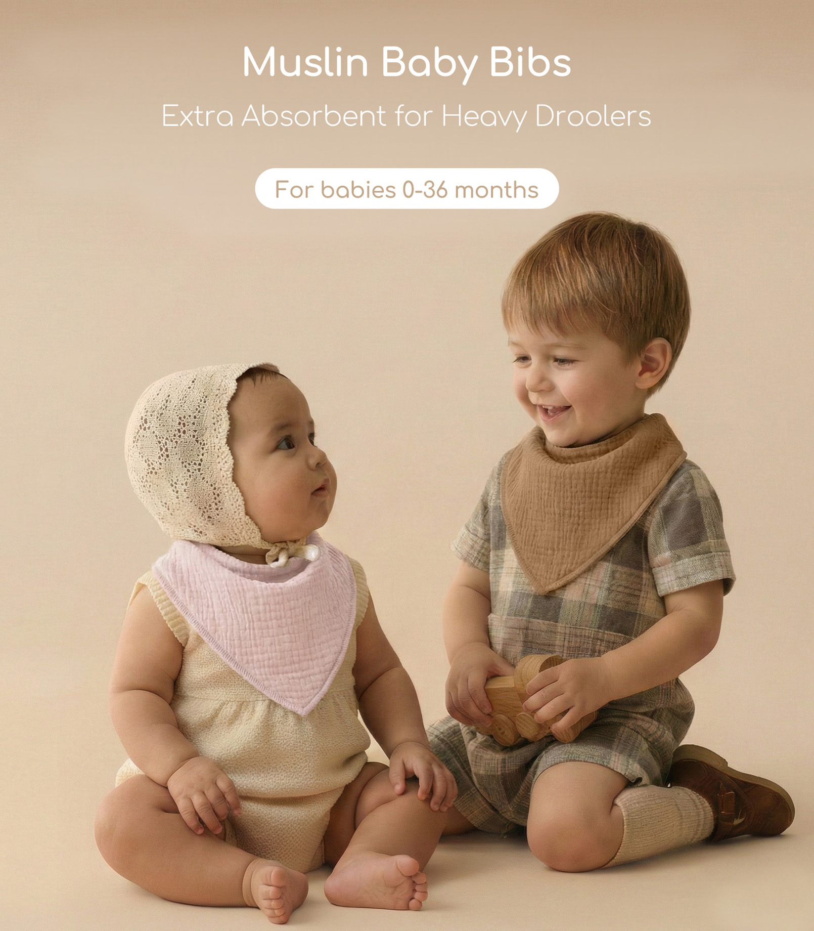 Silent Bud | Soft & Absorbent Muslin Bandana Bibs 8 Pack