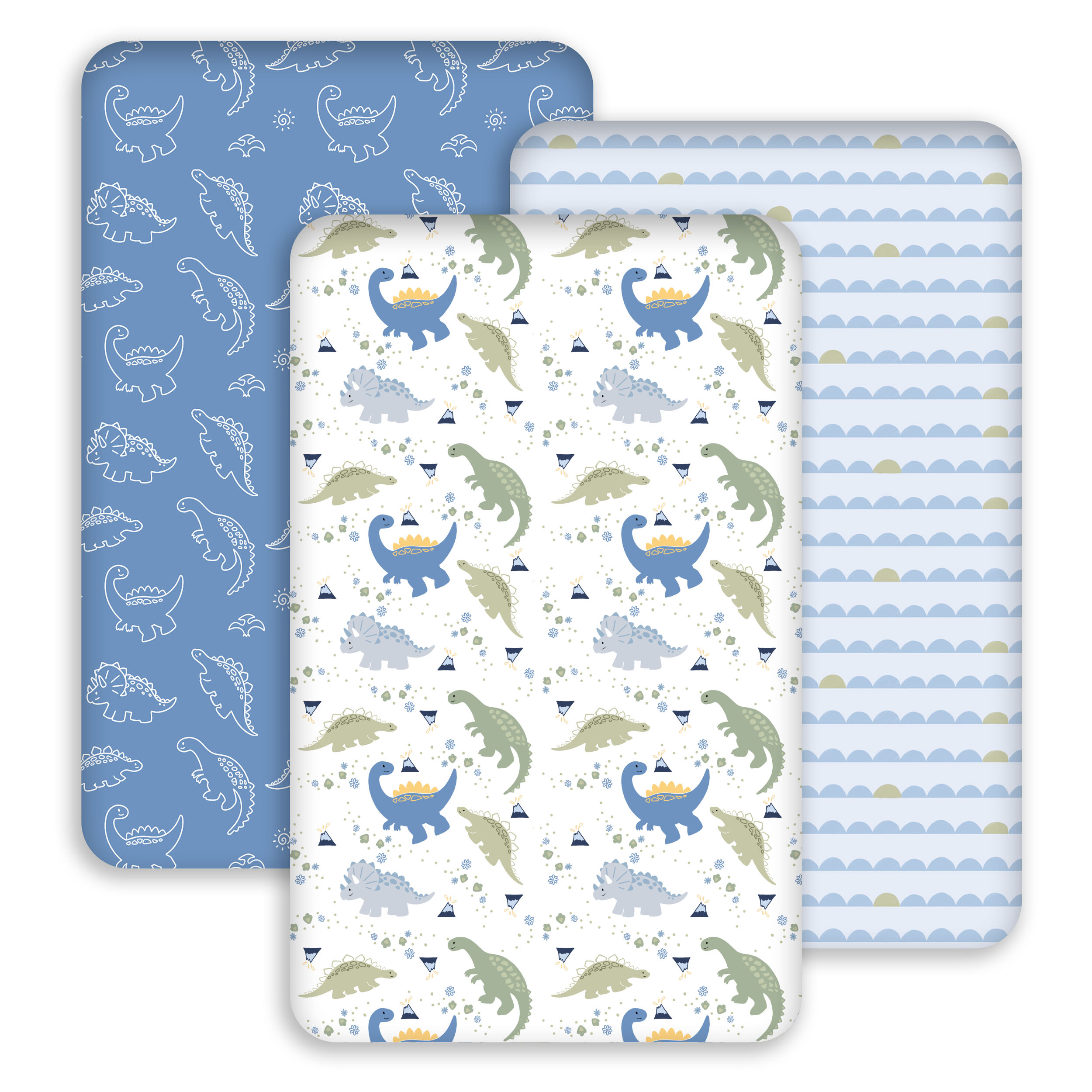 Blue Dino Explorer | Bassinet Sheets 3-Pack | 33*20''