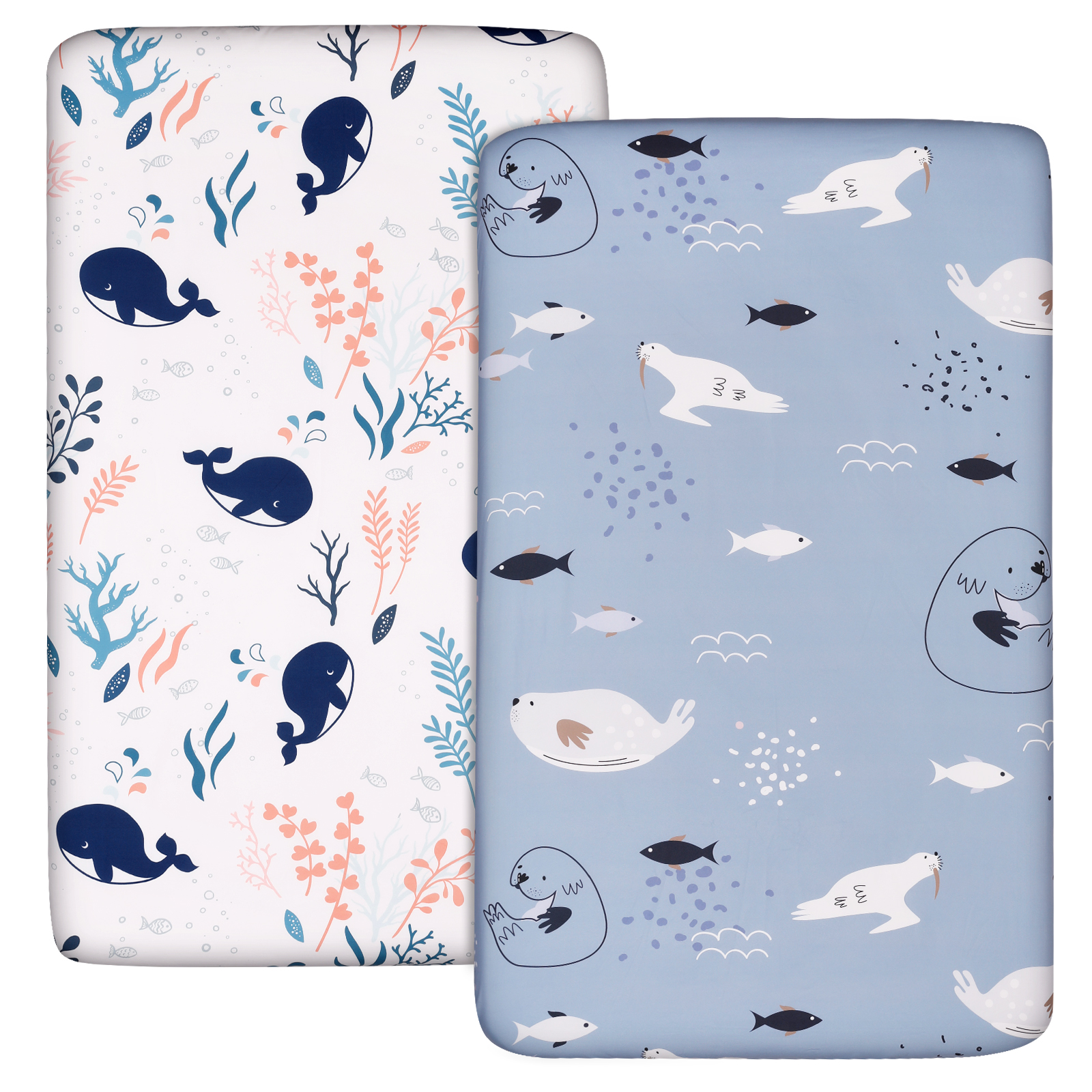 Fish & Sea | Pack N Play Sheets 2-Pack | 38''*26''