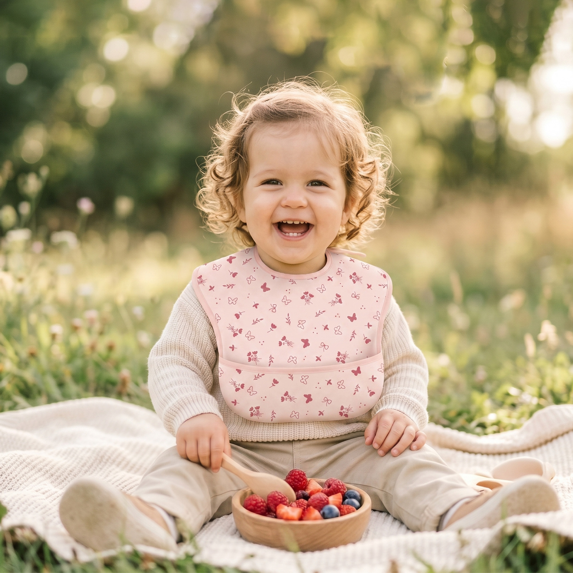 Blush Butterfly Waltz | Gllquen baby Waterproof Bibs 3 Pack | 3-24 Months