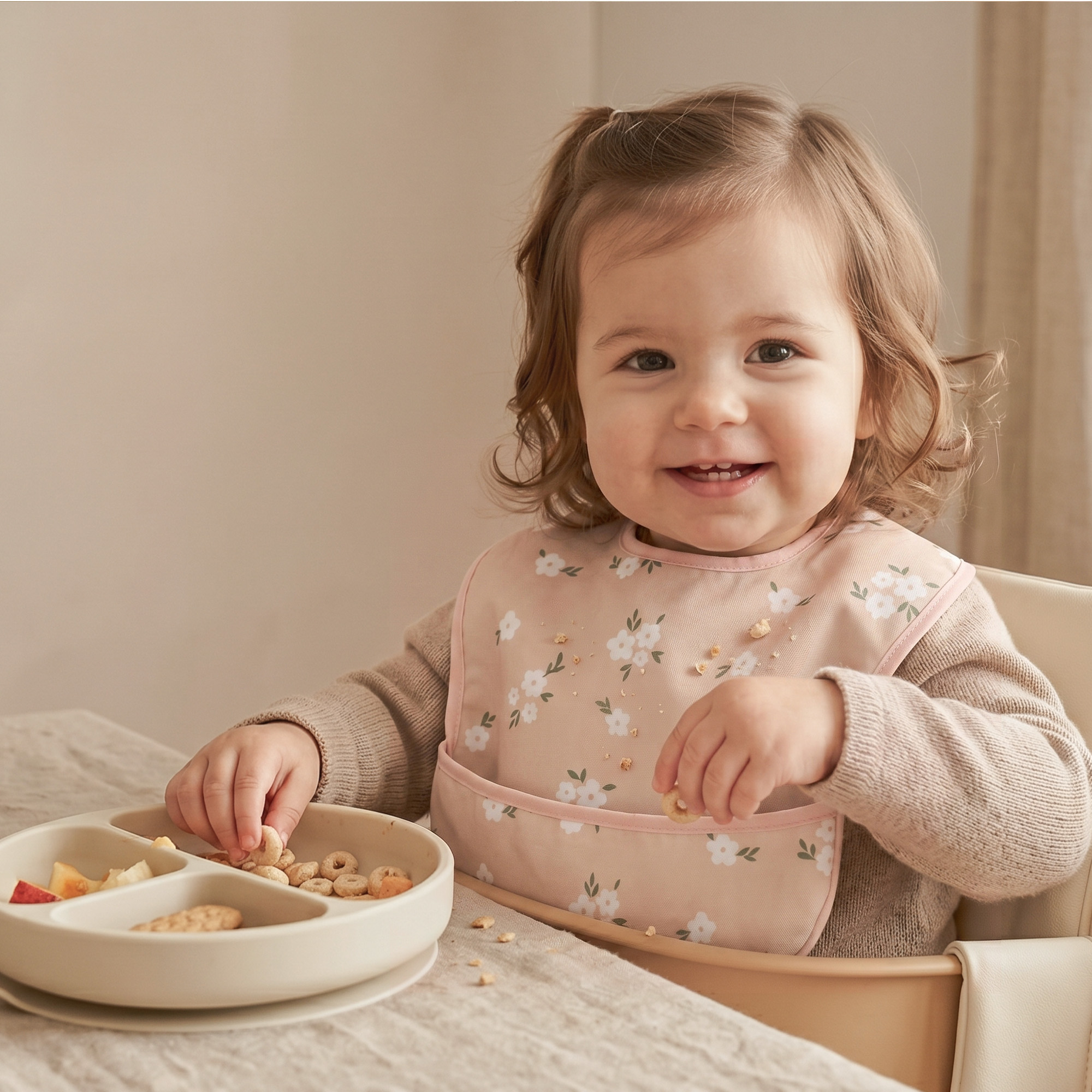 Sage Flora Whisper | Gllquen baby Waterproof Bibs 3 Pack | 3-24 Months