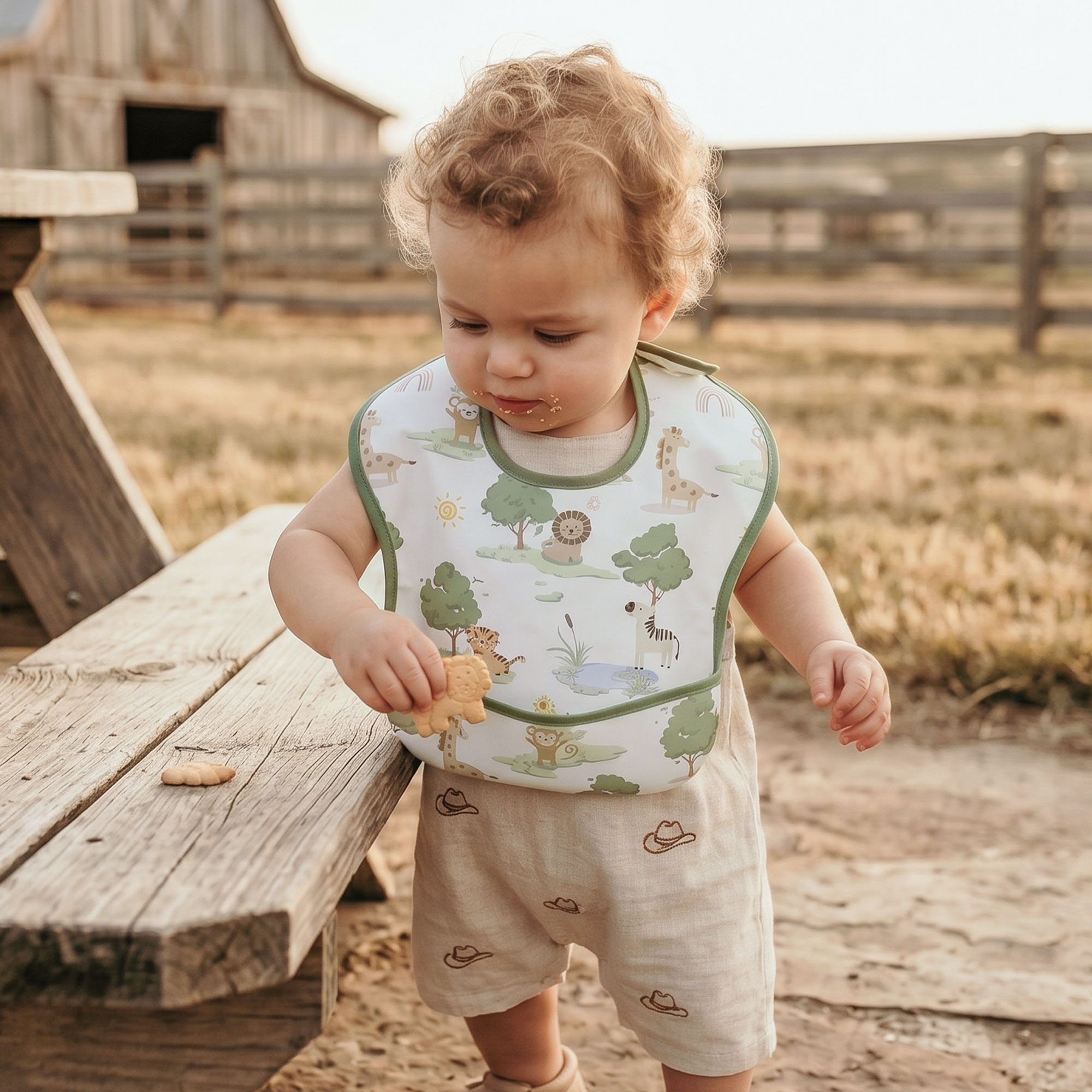 Green Woodland Adventure | Gllquen baby Waterproof Bibs 3 Pack | 3-24 Months