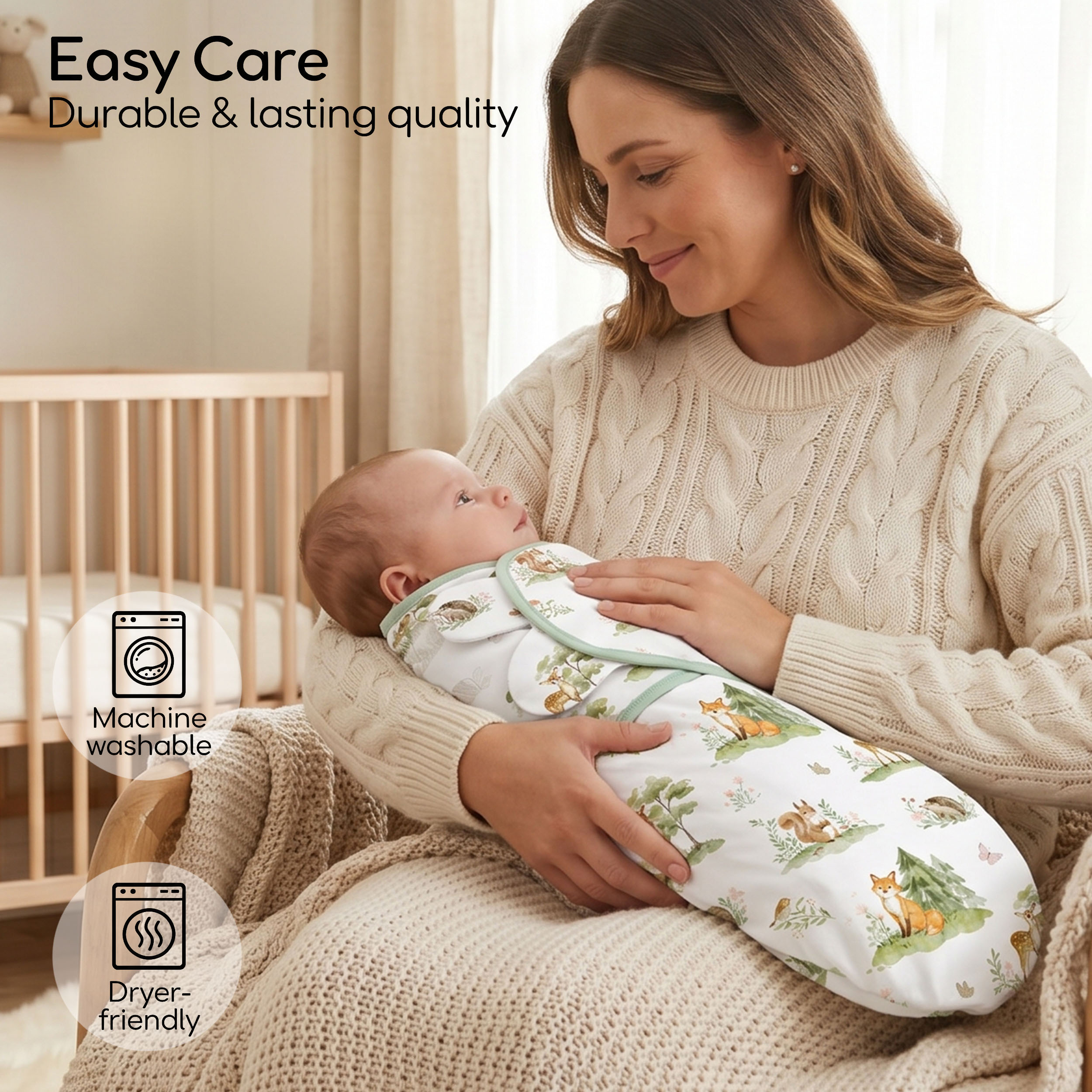  Green Forest Fox  | Baby Swaddle 2-Pack | 0-3 Months