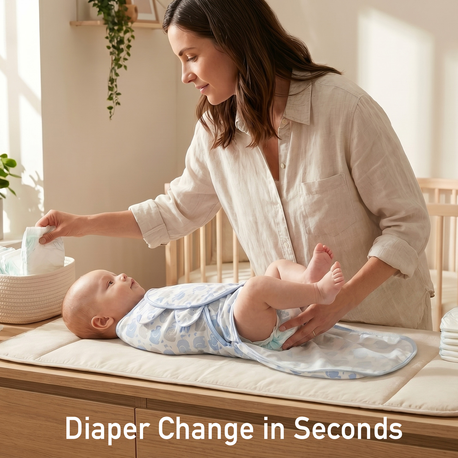 Azure Elephant Ripple | Zipper Swaddle Wrap 3 Pack | 0-3 Months