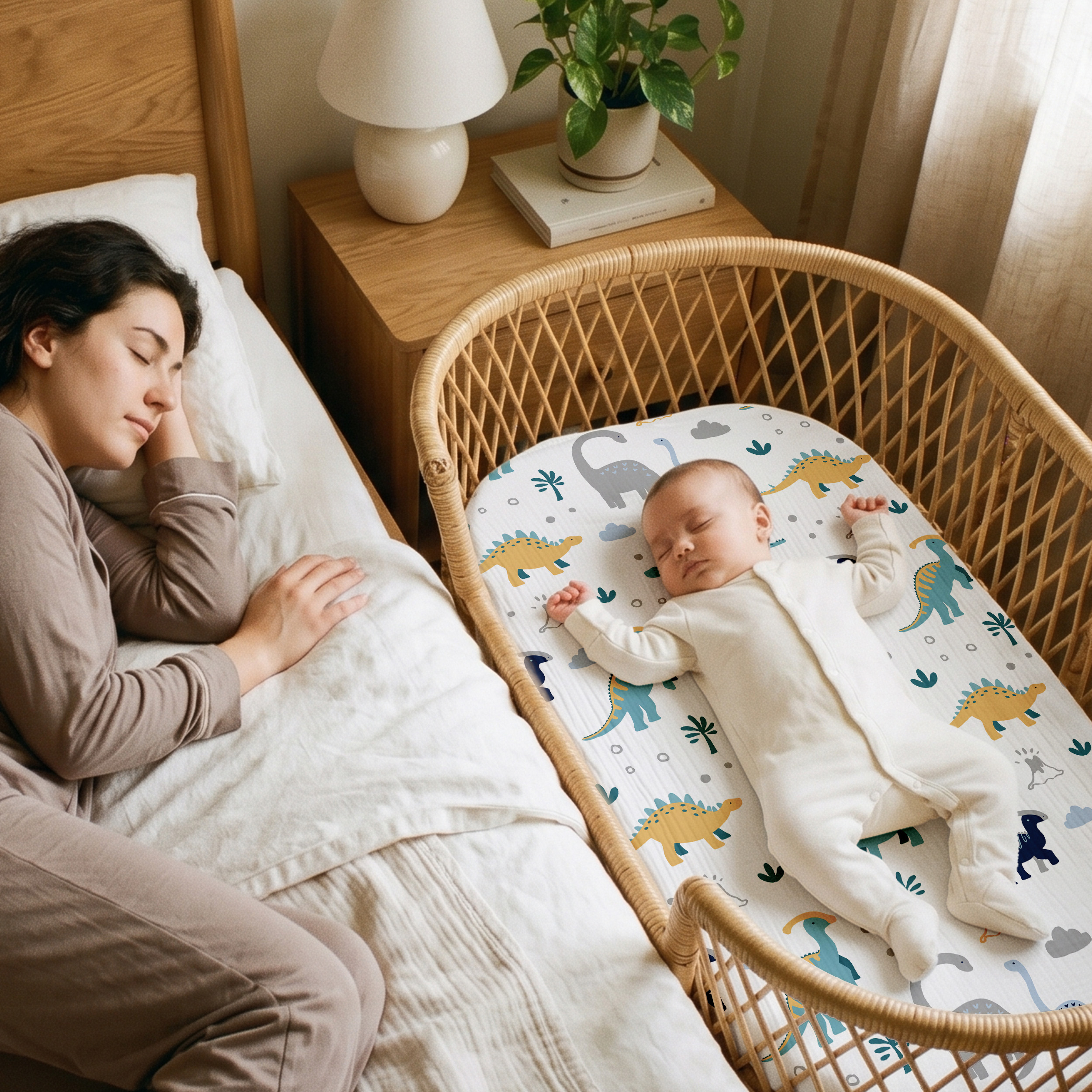 Tropical Dino  Print | Muslin Bassinet Sheet 3-Pack | 33''*20''