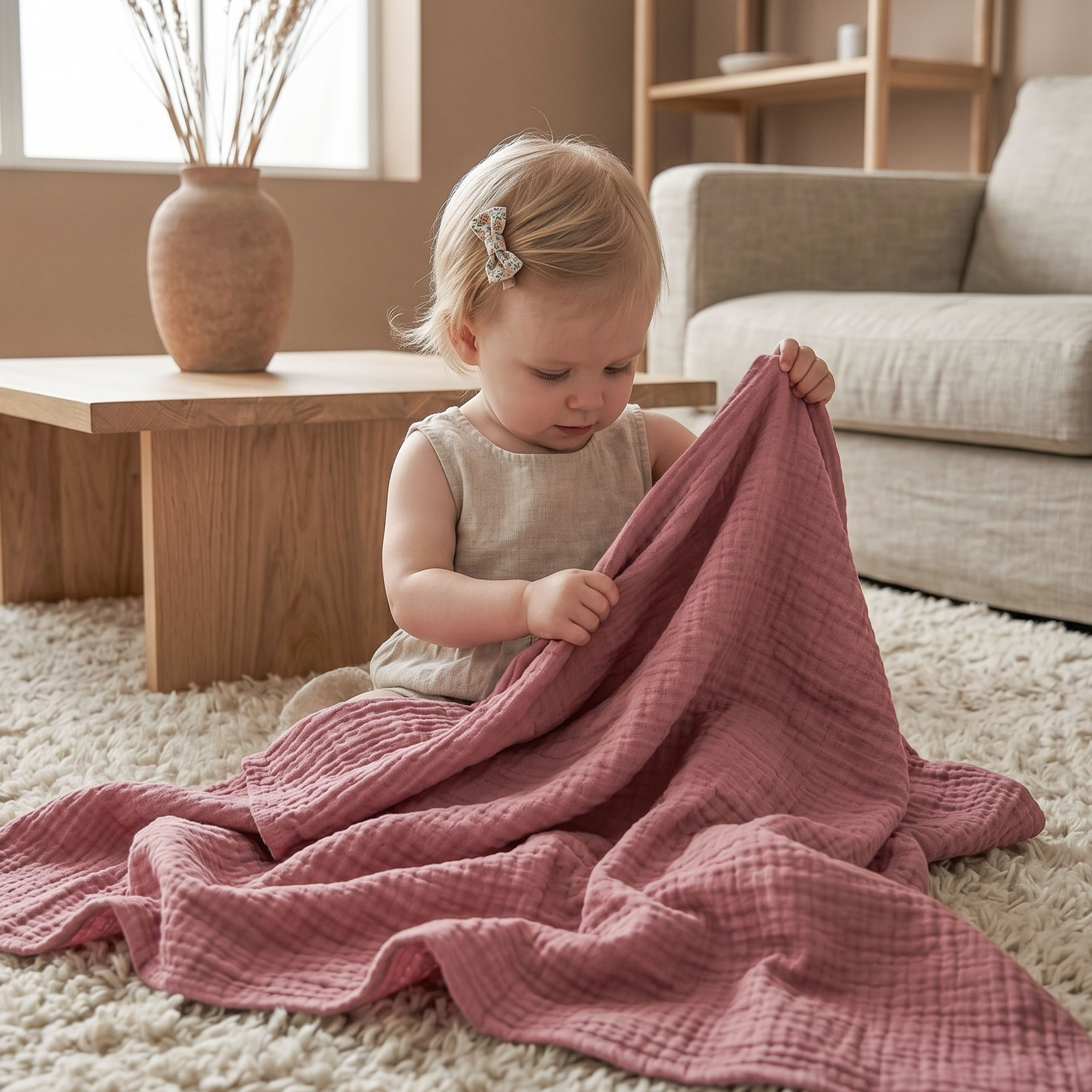 Muslin Swaddle Blankets 4-Pack | 38"x40" | Blush Sweet  Dream