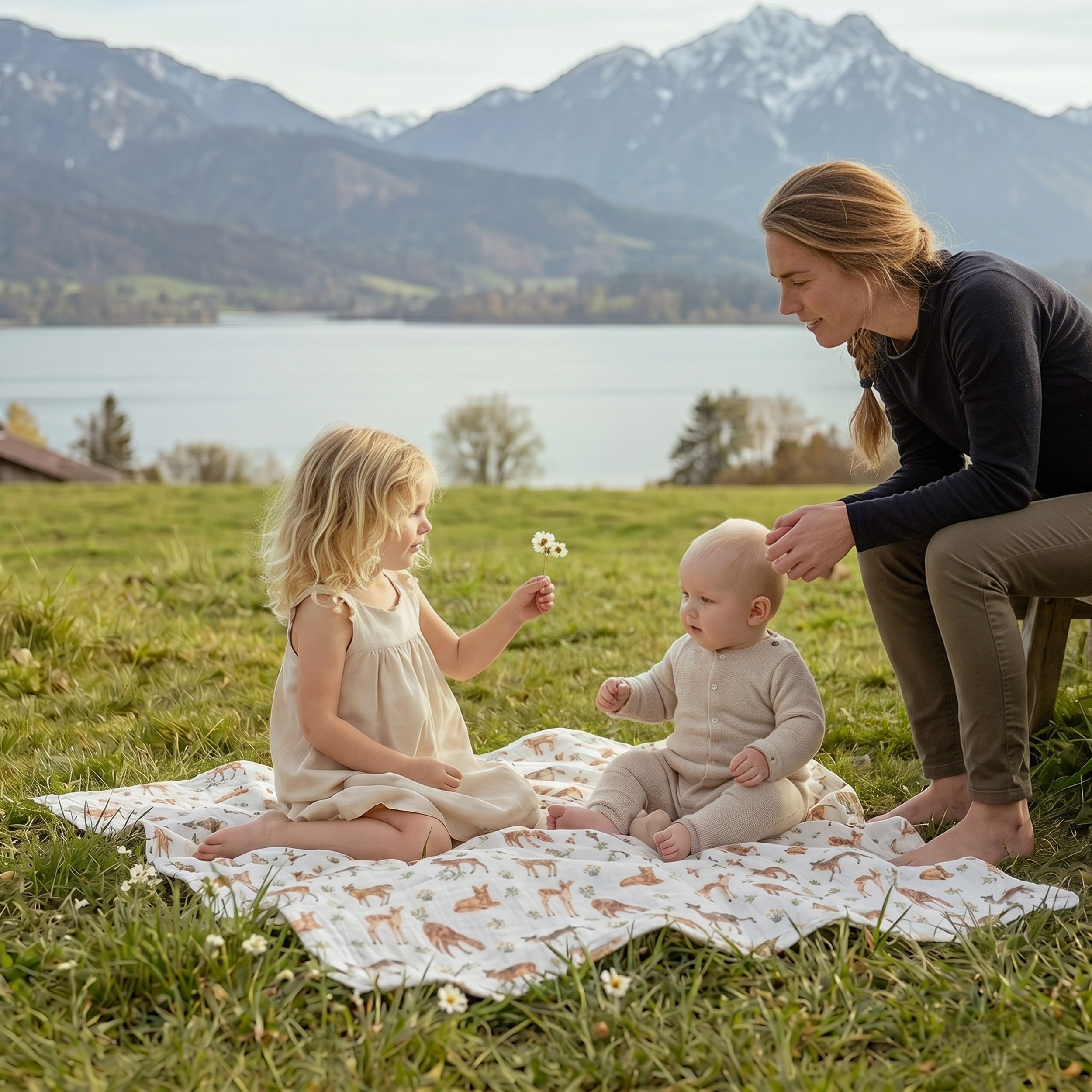 Muslin Swaddle Blankets 4-Pack | 35"x40" | Fawn & Wildflowers