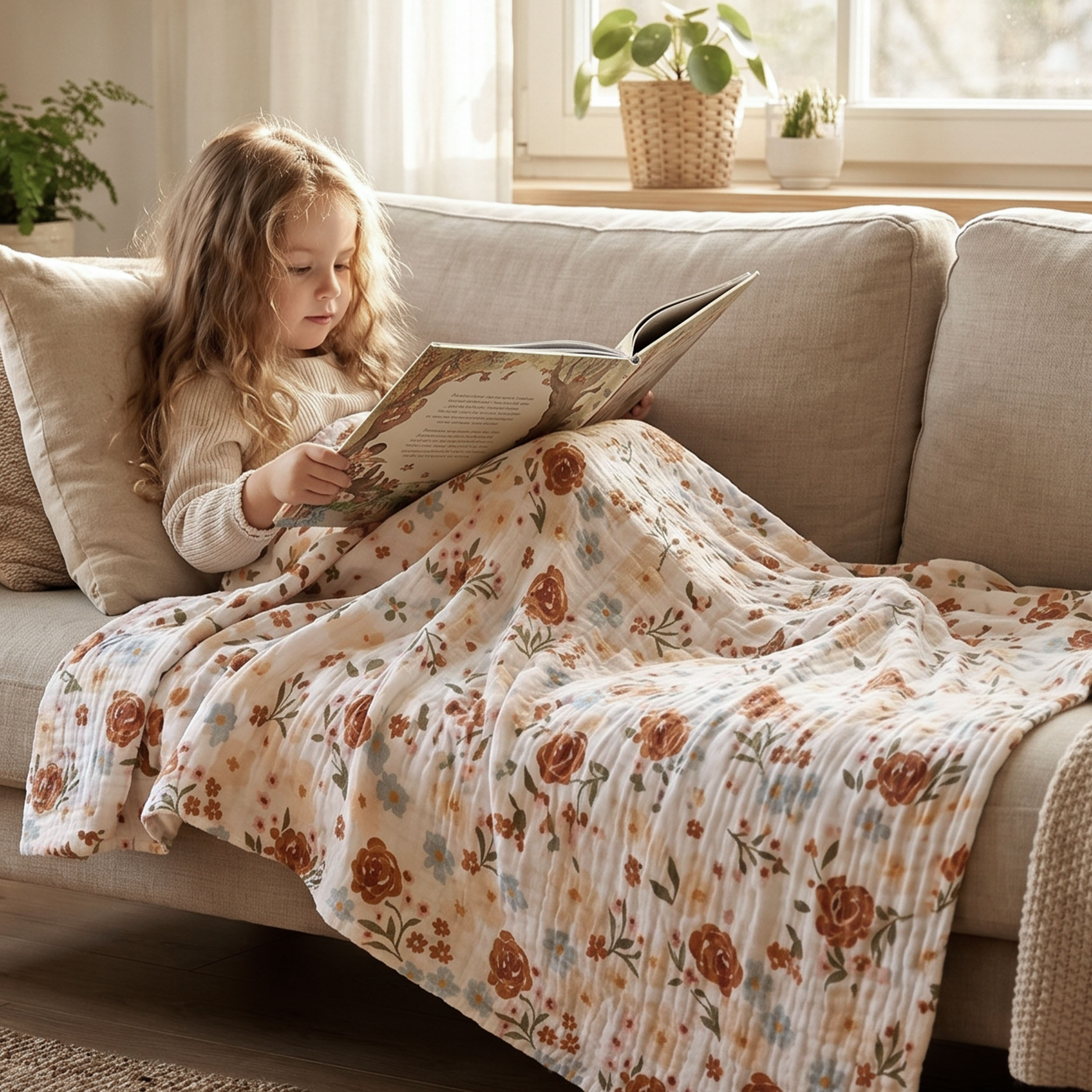 Muslin Swaddle Blankets 3-Pack | 38"x40" | Rustic Meadow Floral