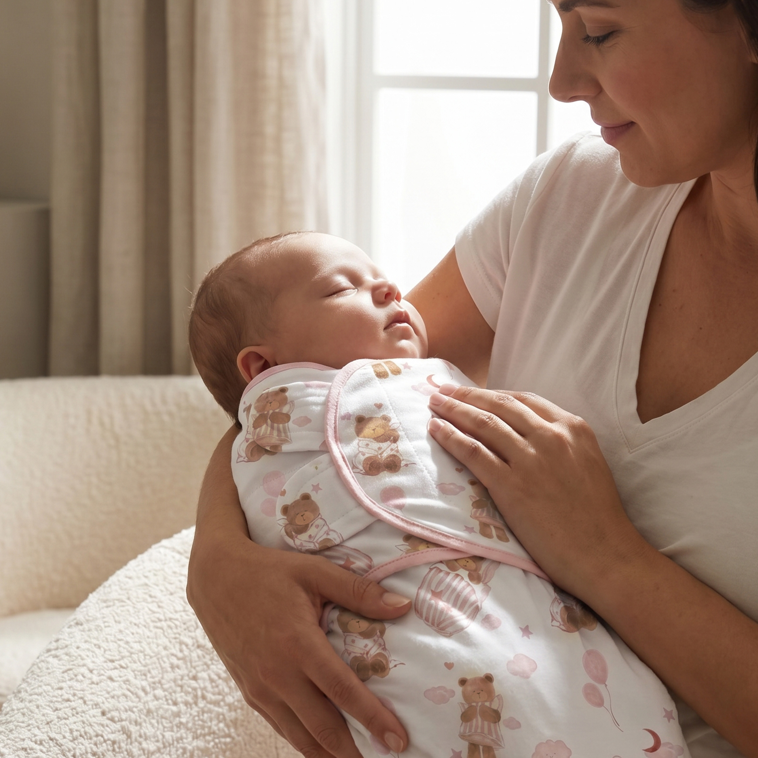 Blush Bear Slumber | Baby Swaddle 3 Pack | 0-3 Months