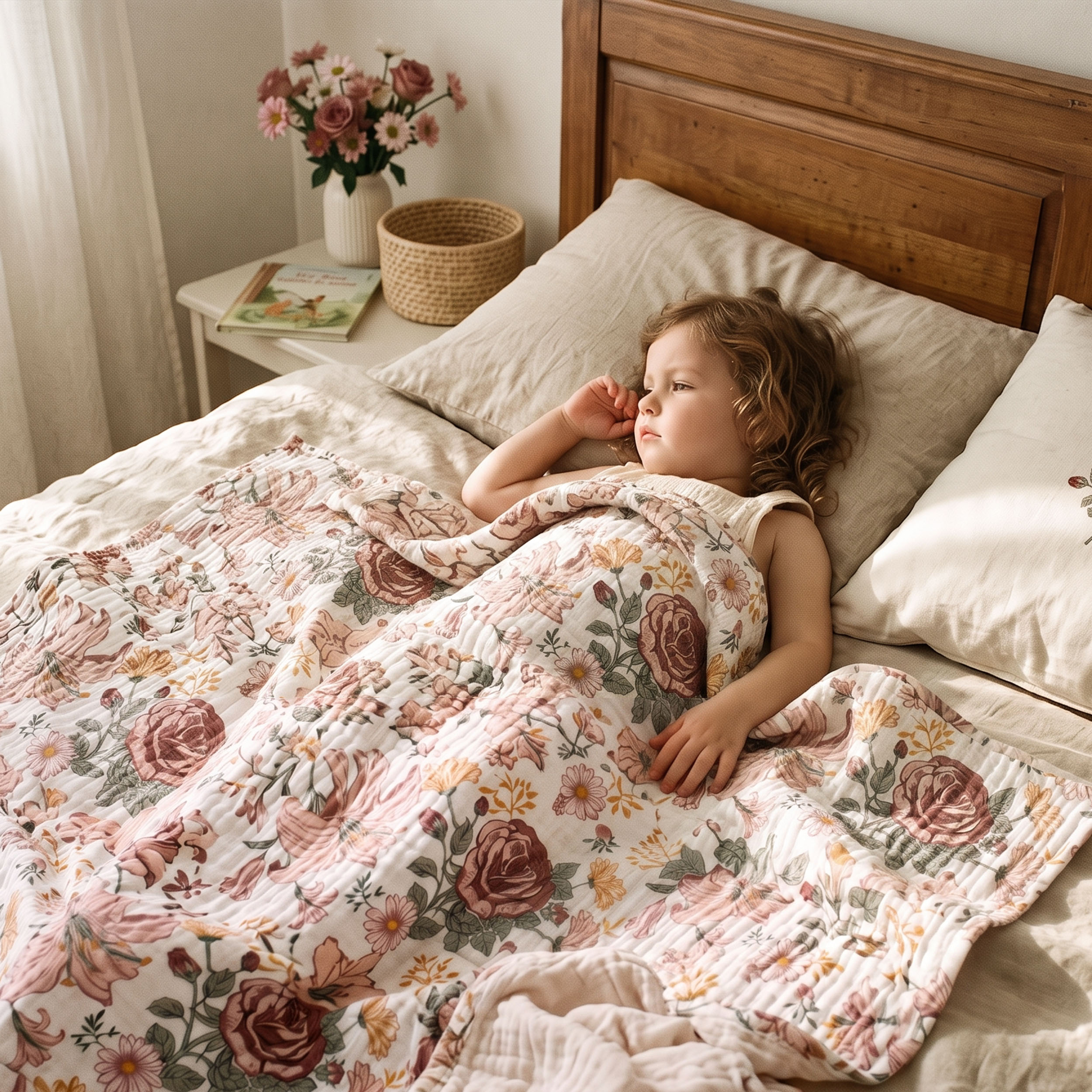 Muslin Swaddle Blankets 3-Pack | 38"x40" | Vintage Rose Serenade