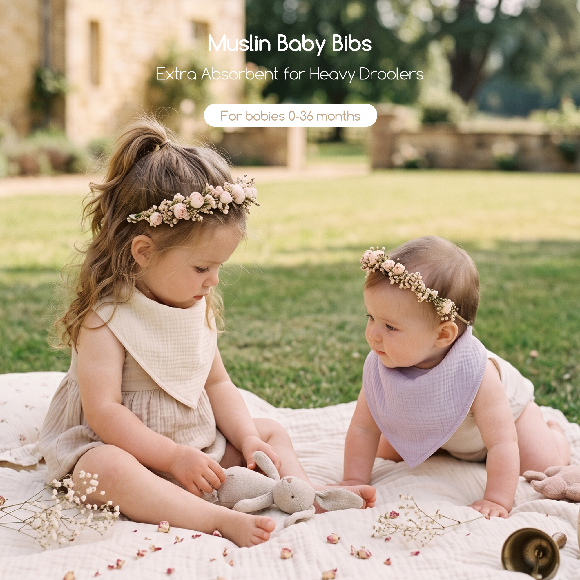 Lavender Cloud Blend | Soft & Absorbent Muslin Bandana Bibs 10 Pack
