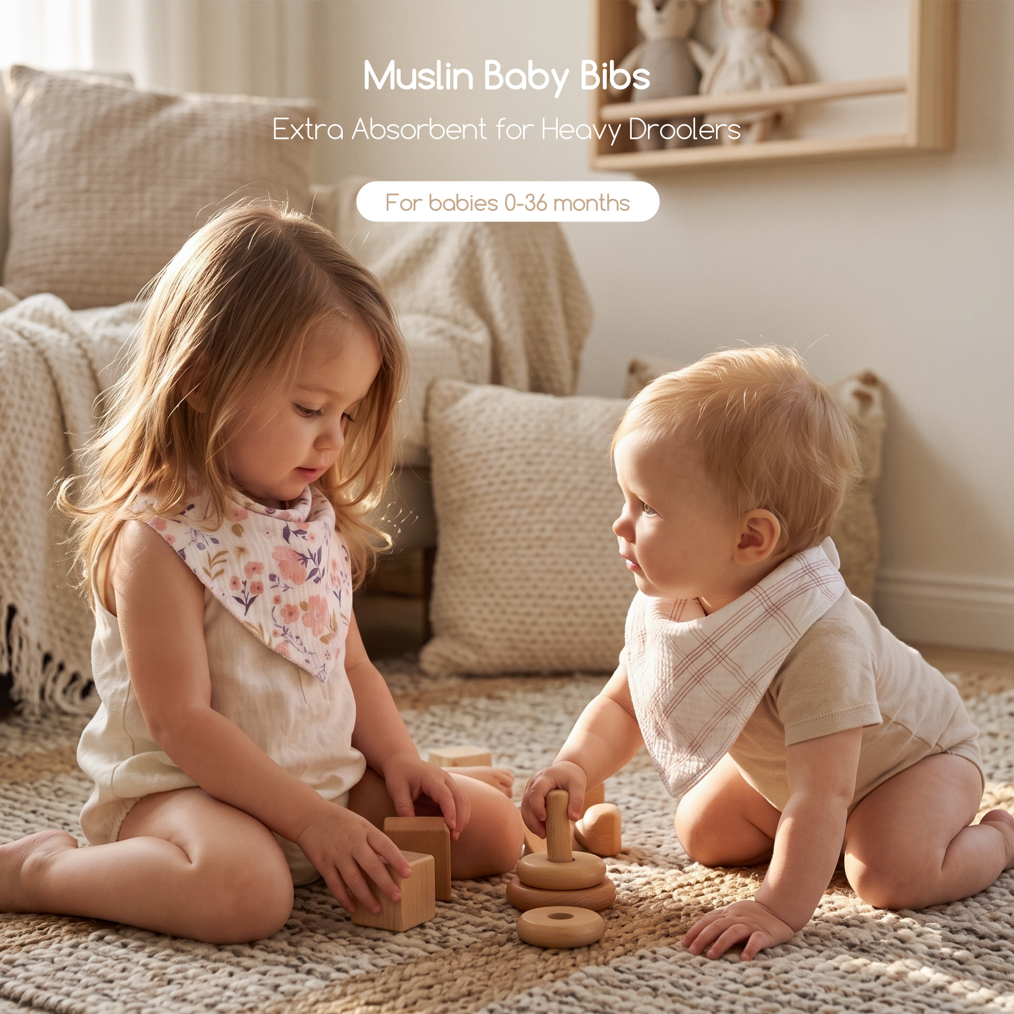 Pastel Floral Bloom | Soft & Absorbent Muslin Bandana Bibs 10 Pack