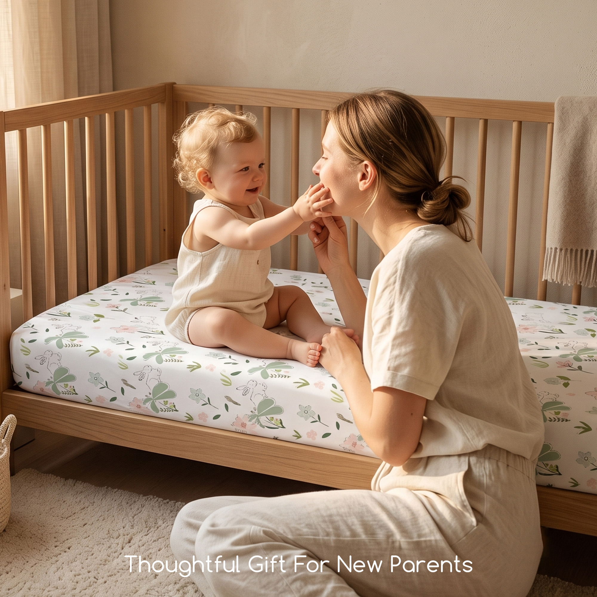 Bunny Bloom Garden | Soft Microfiber Baby Crib Sheets 3 Pack