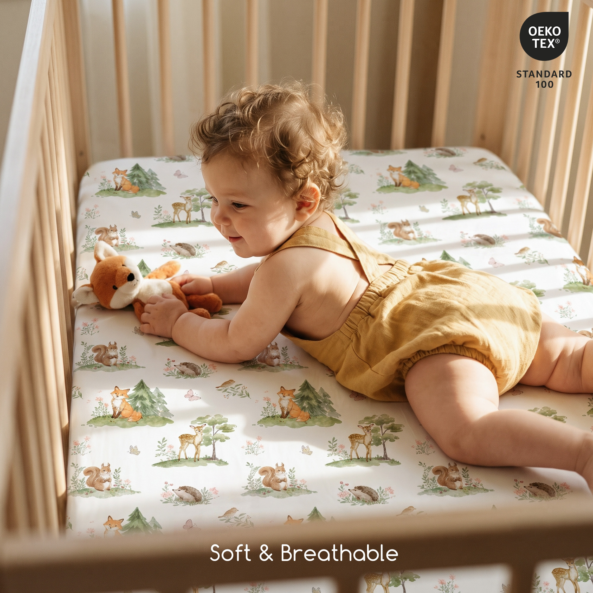 Green Forest Fox | Soft Microfiber Baby Crib Sheets 3 Pack