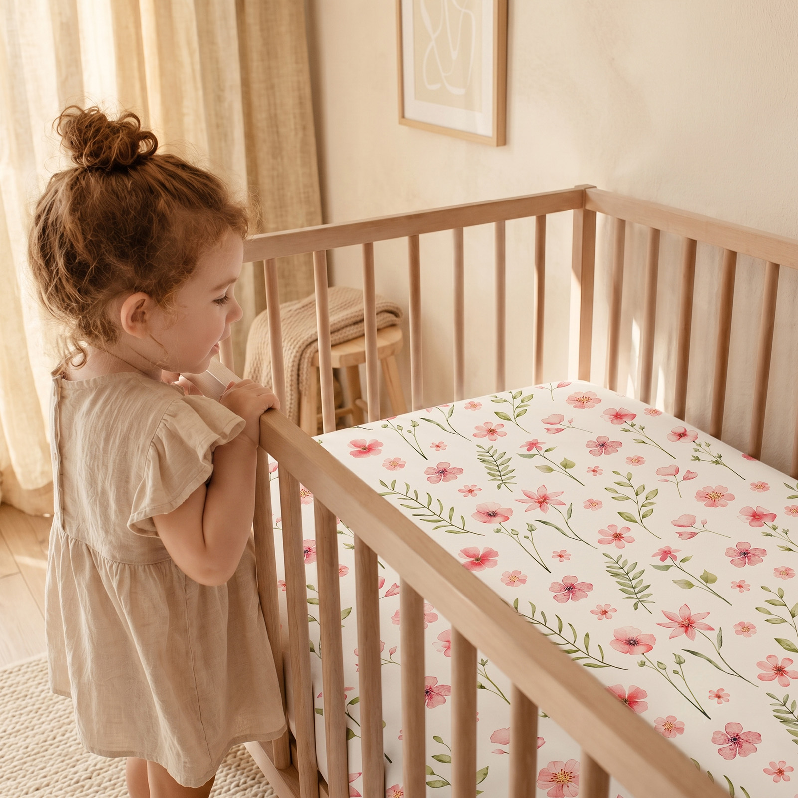 Dainty Blush Meadow | Soft Microfiber Baby Crib Sheets 3 Pack