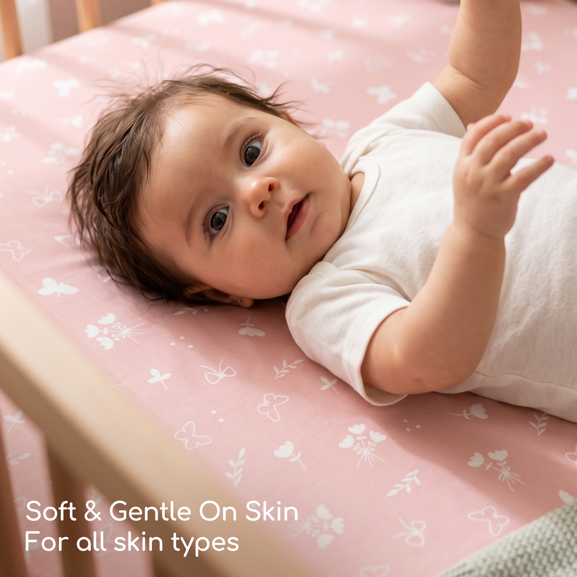 Sweet Blush Butterfly | Soft Microfiber Baby Crib Sheets 3 Pack