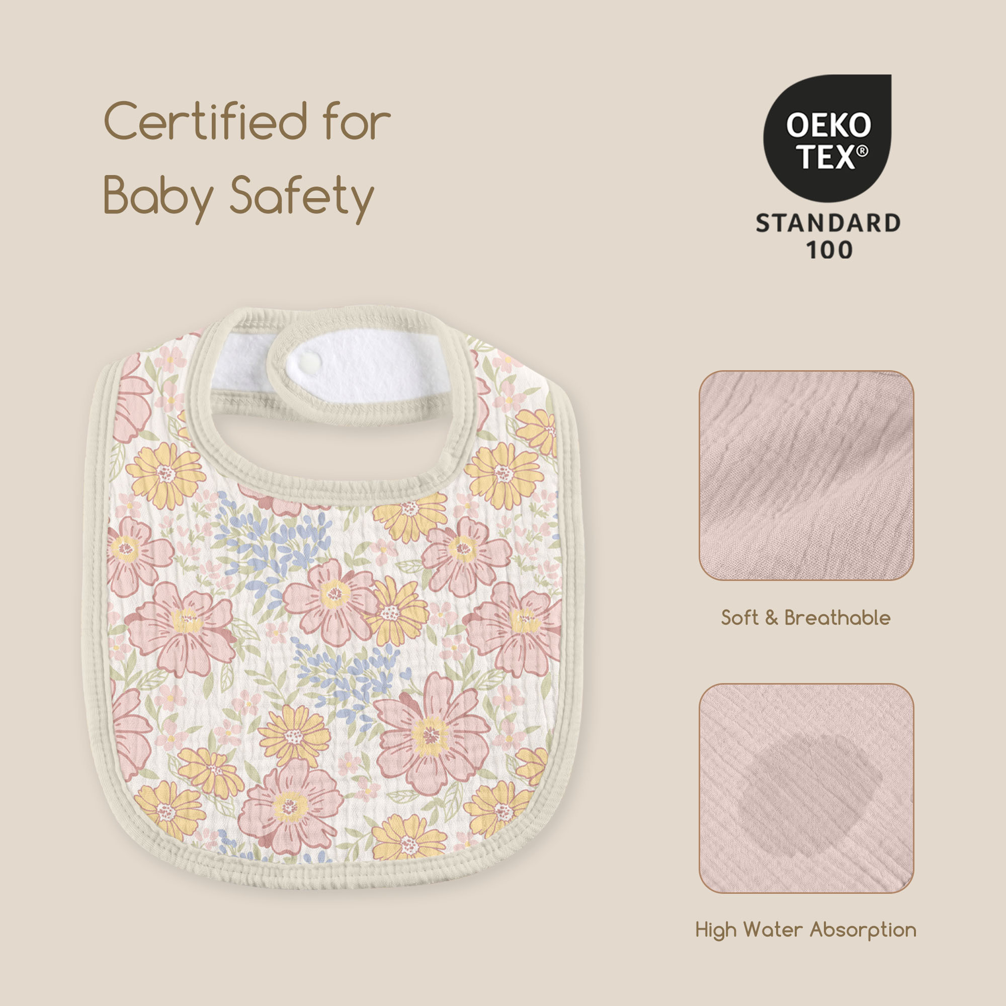 Vintage Purple Floral | Baby Muslin Bibs 6 Pack | 0-36 Months