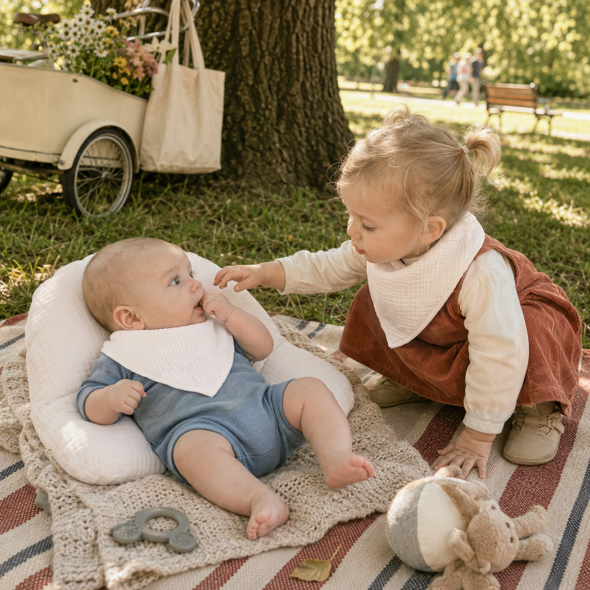 Pure Cream Blank | Soft & Absorbent Muslin Bandana Bibs 8 Pack
