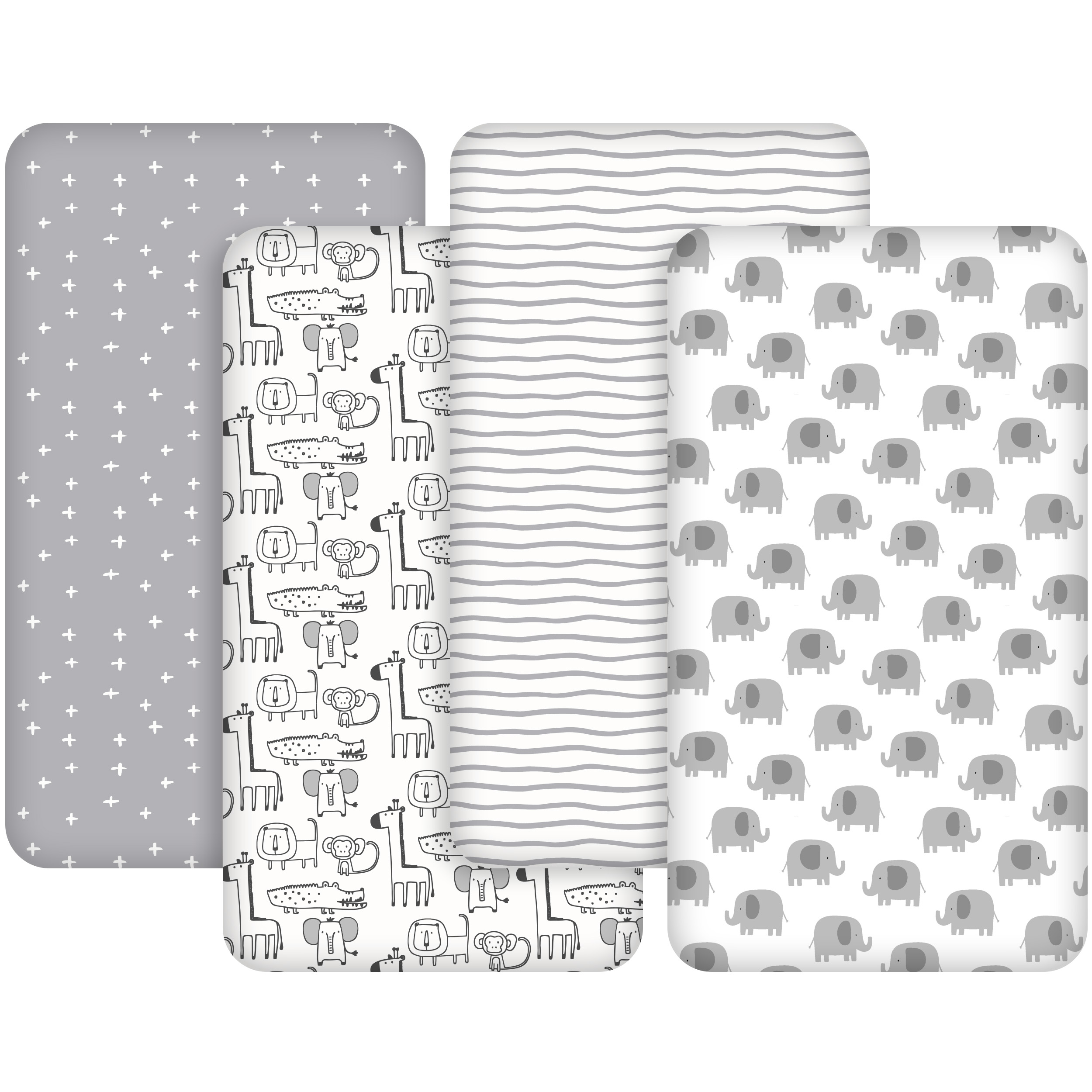 Grey Safari Elephant | Fitted Sheets 4-Pack