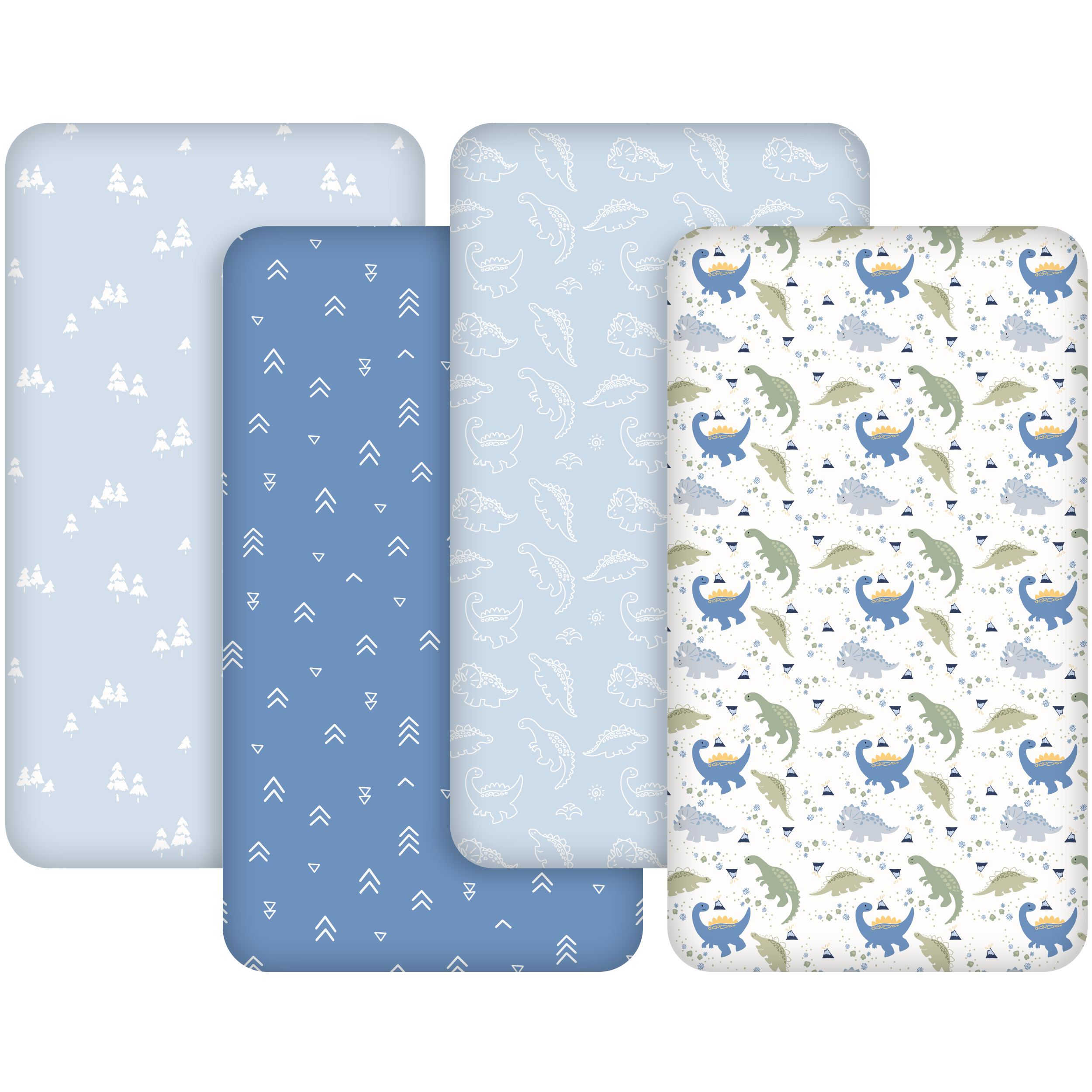 Blue Dino Woods | Fitted Sheets 4-Pack