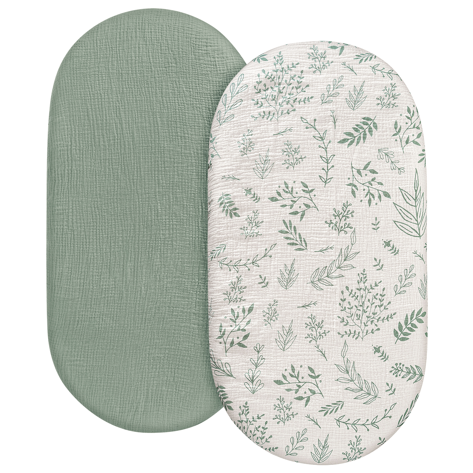 Natural Leaves  | Bassinet Sheets 2-Pack | 33''*17''