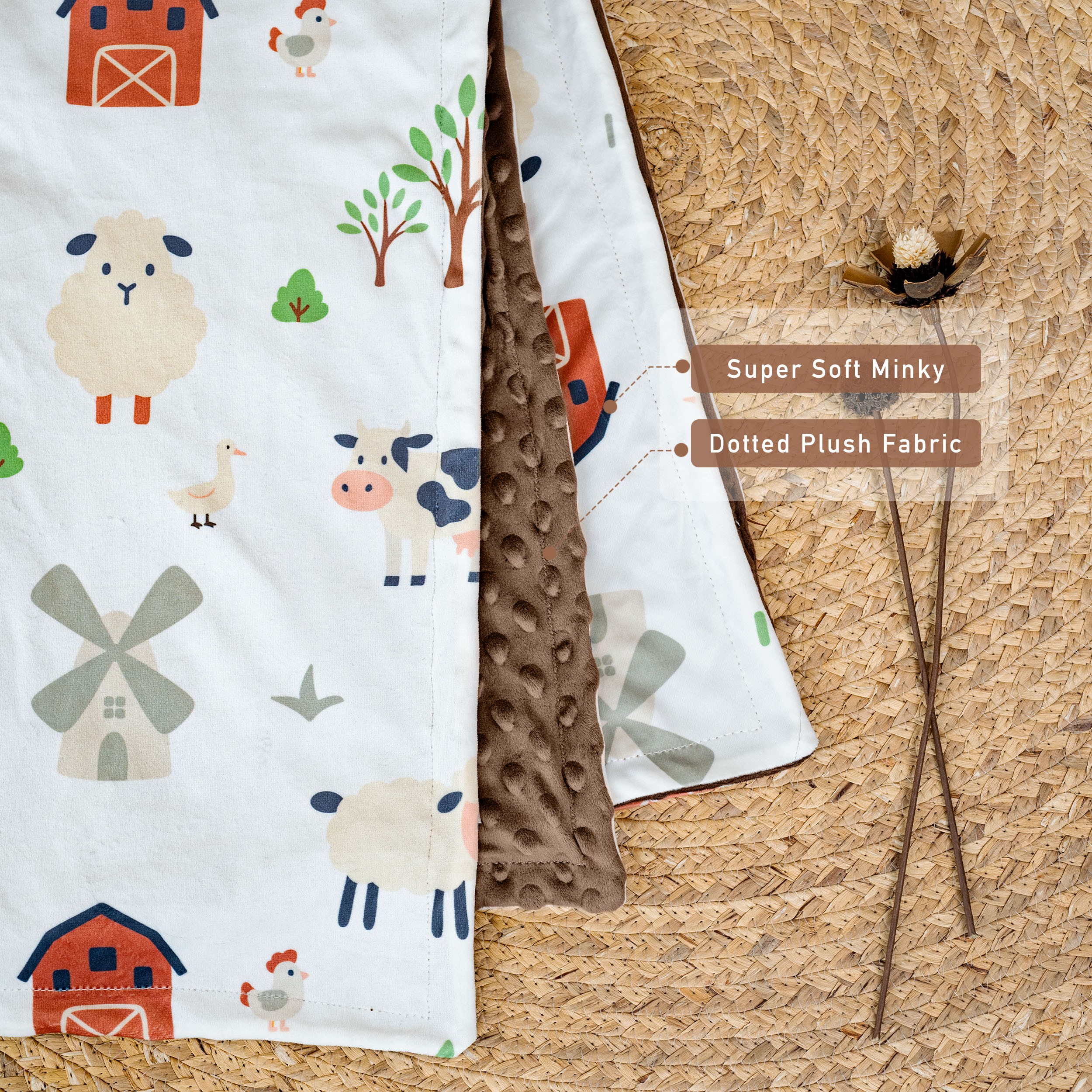 The Brown Toned Farm | Fleece Plush Dot Blanket | 30''*40''