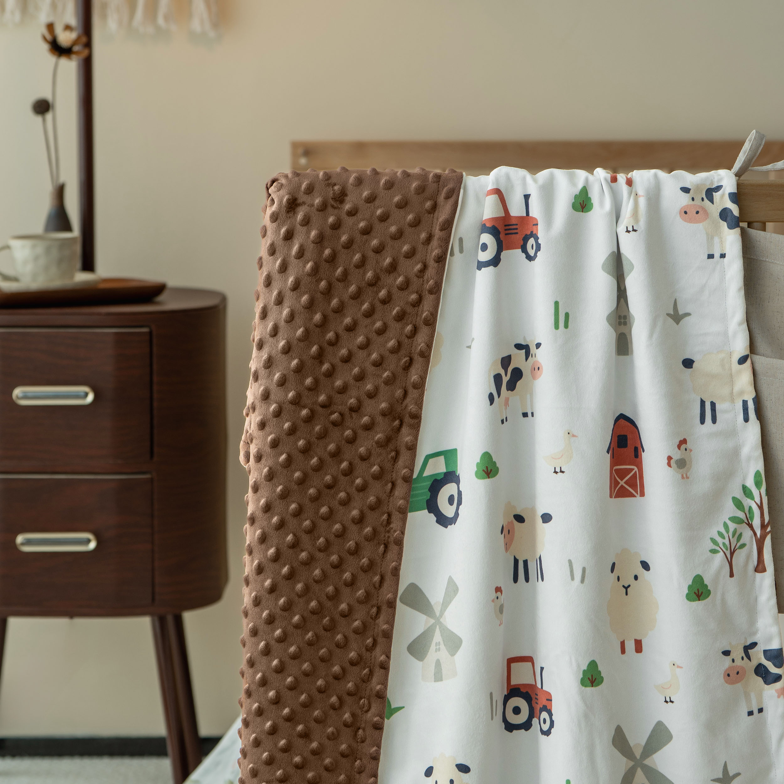 The Brown Toned Farm | Fleece Plush Dot Blanket | 30''*40''