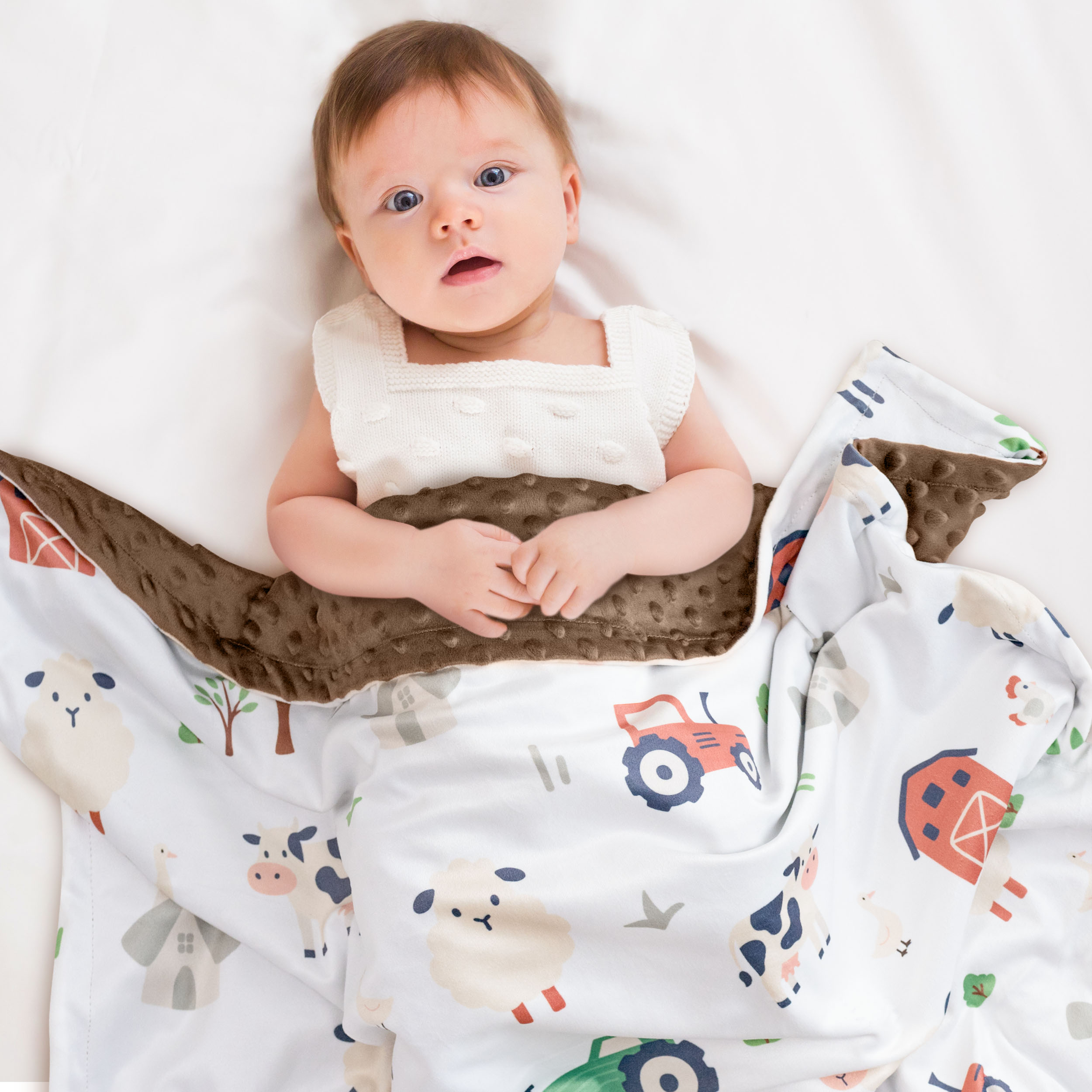 The Brown Toned Farm | Fleece Plush Dot Blanket | 30''*40''