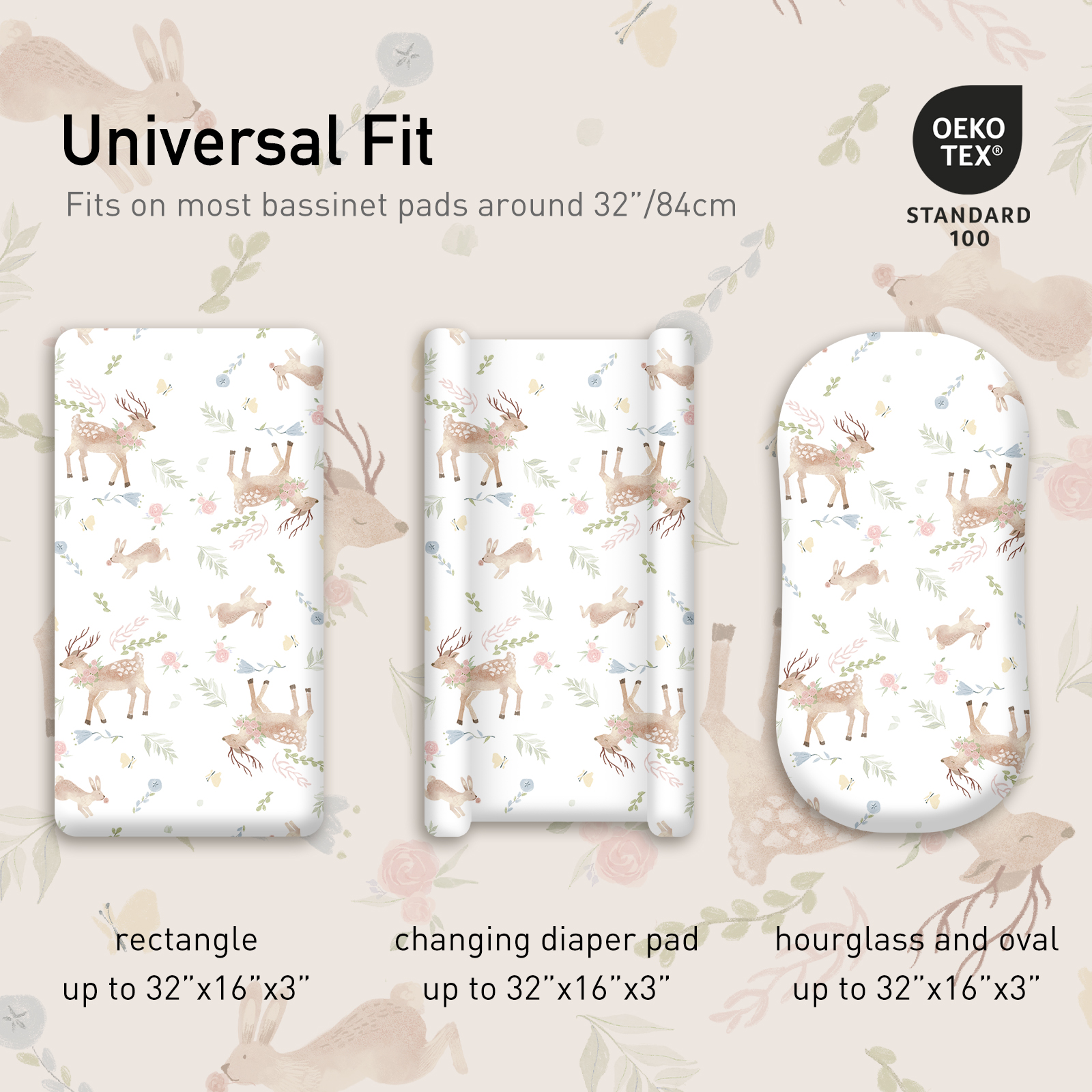Deer & Rose | Soft Microfiber Fitted Change Pad Cover & Bassinet Sheets 4 Pack | 16''*32''