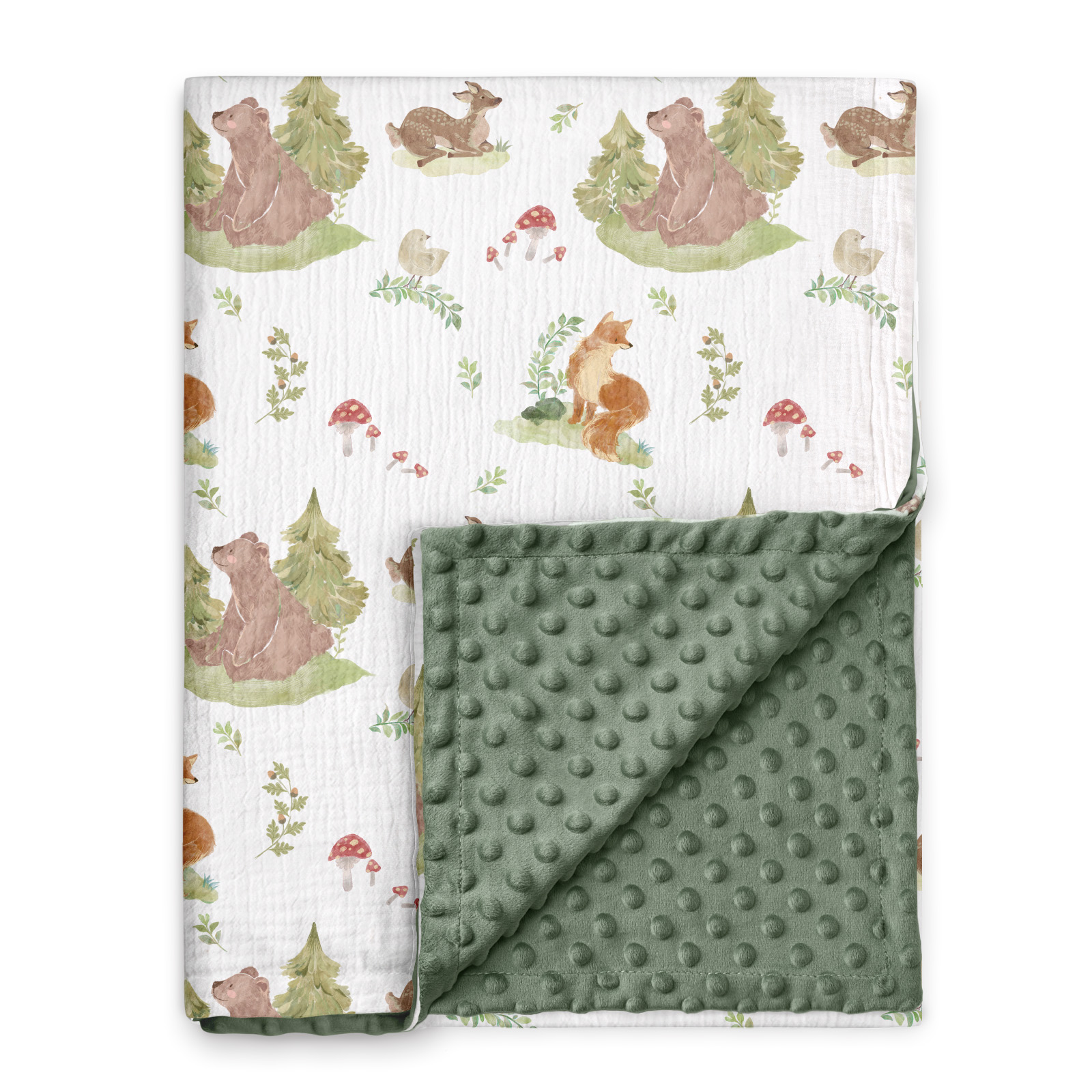 Forest Stories | Muslin and Fleece Plush Dot Blanket | 30''*40''