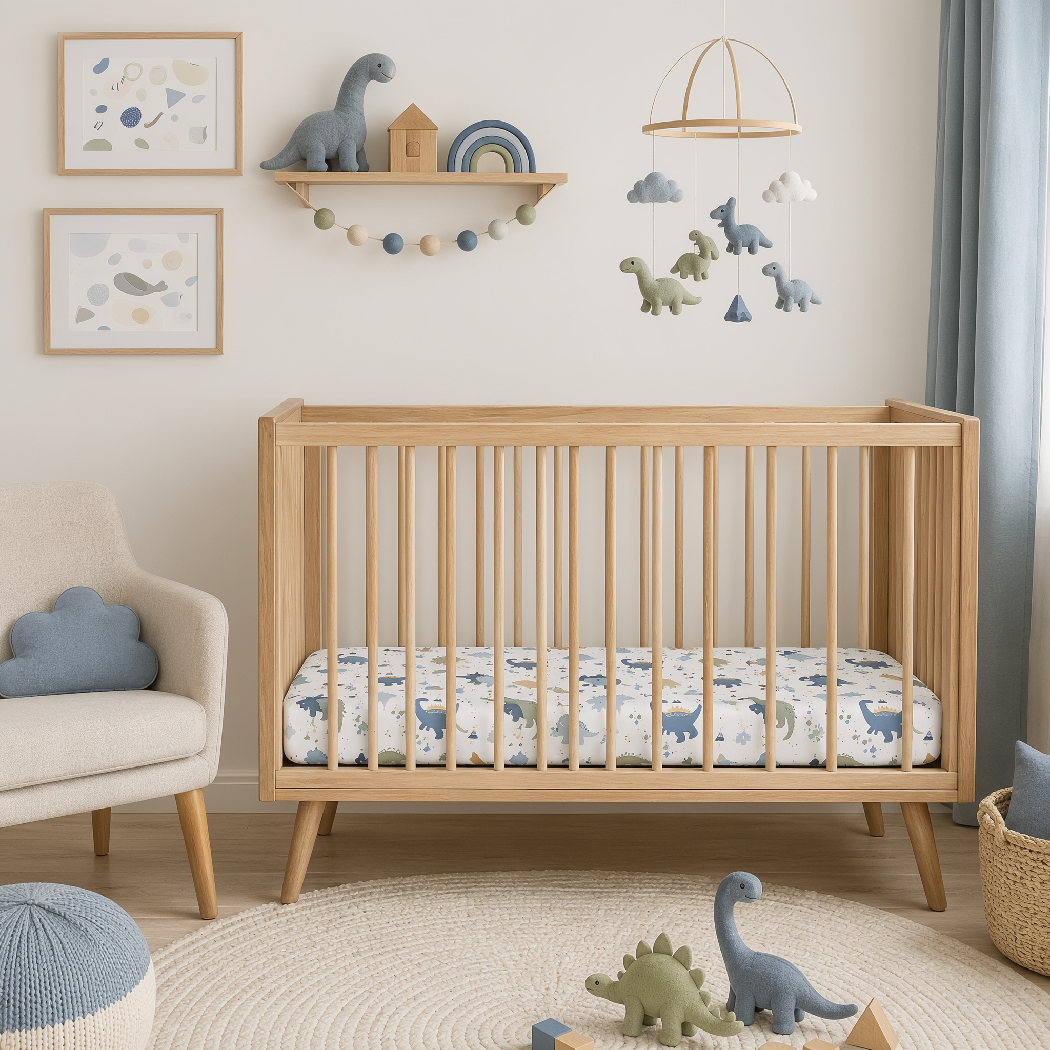 Blue Dino Woods | Fitted Sheets 4-Pack