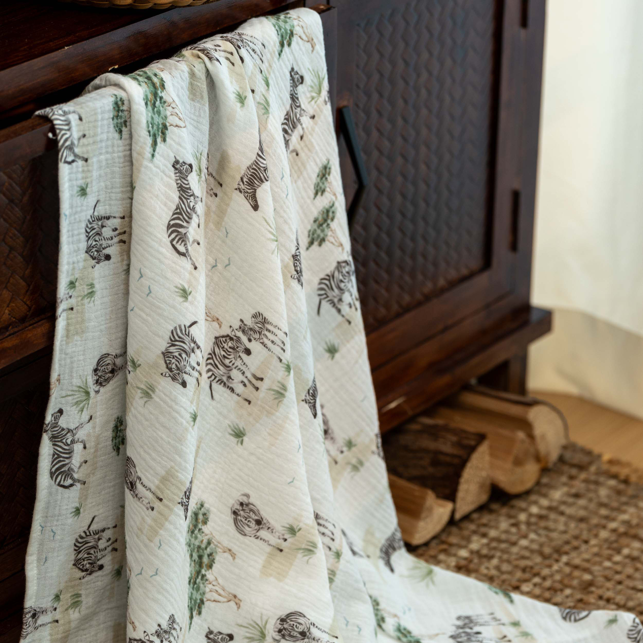 Muslin Swaddle Blankets 3-Pack | 38"x40" | Safari Whisper