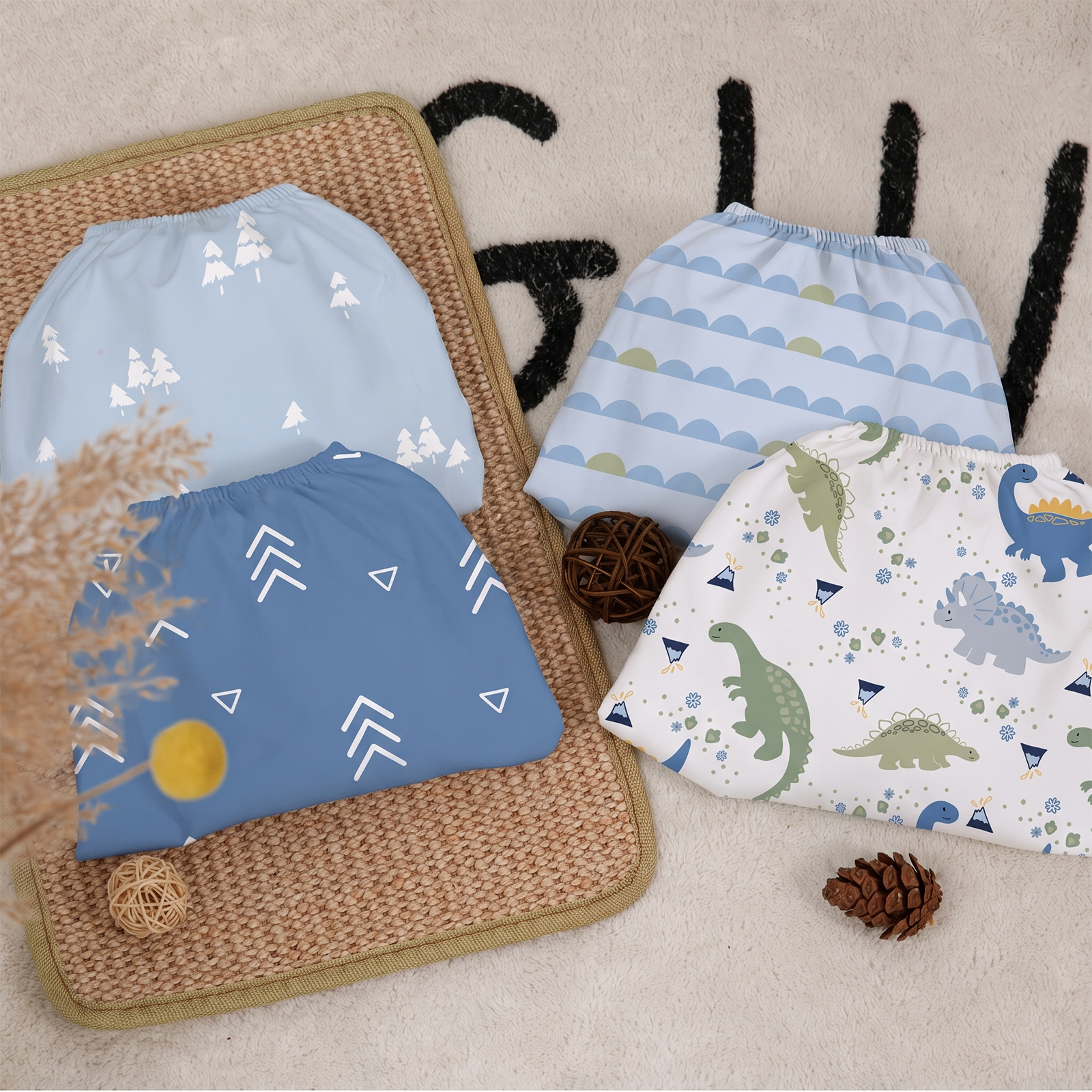 Blue Dino Woods | Fitted Sheets 4-Pack