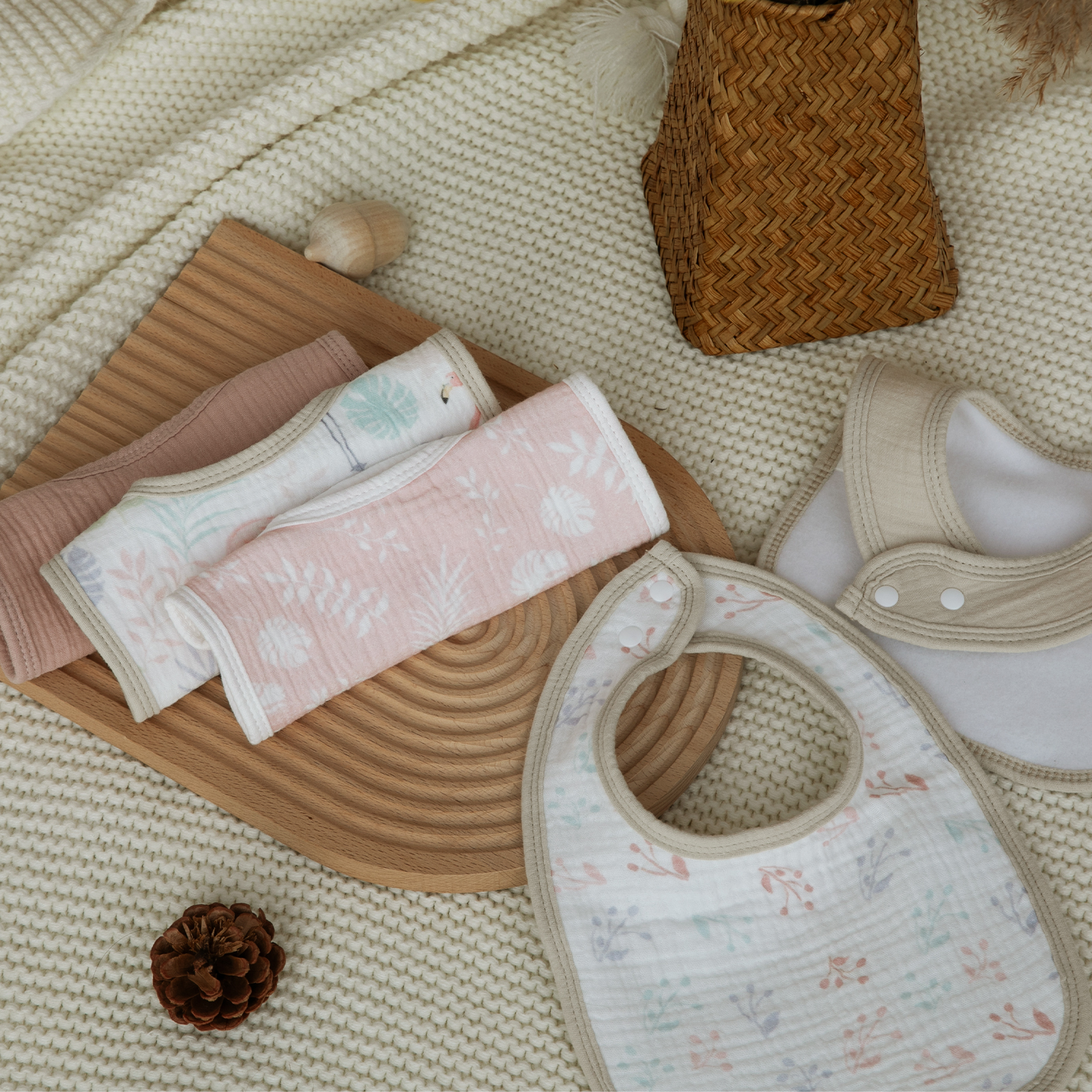 Spry Flamingo | baby muslin bibs 10 pack | 0-36 months