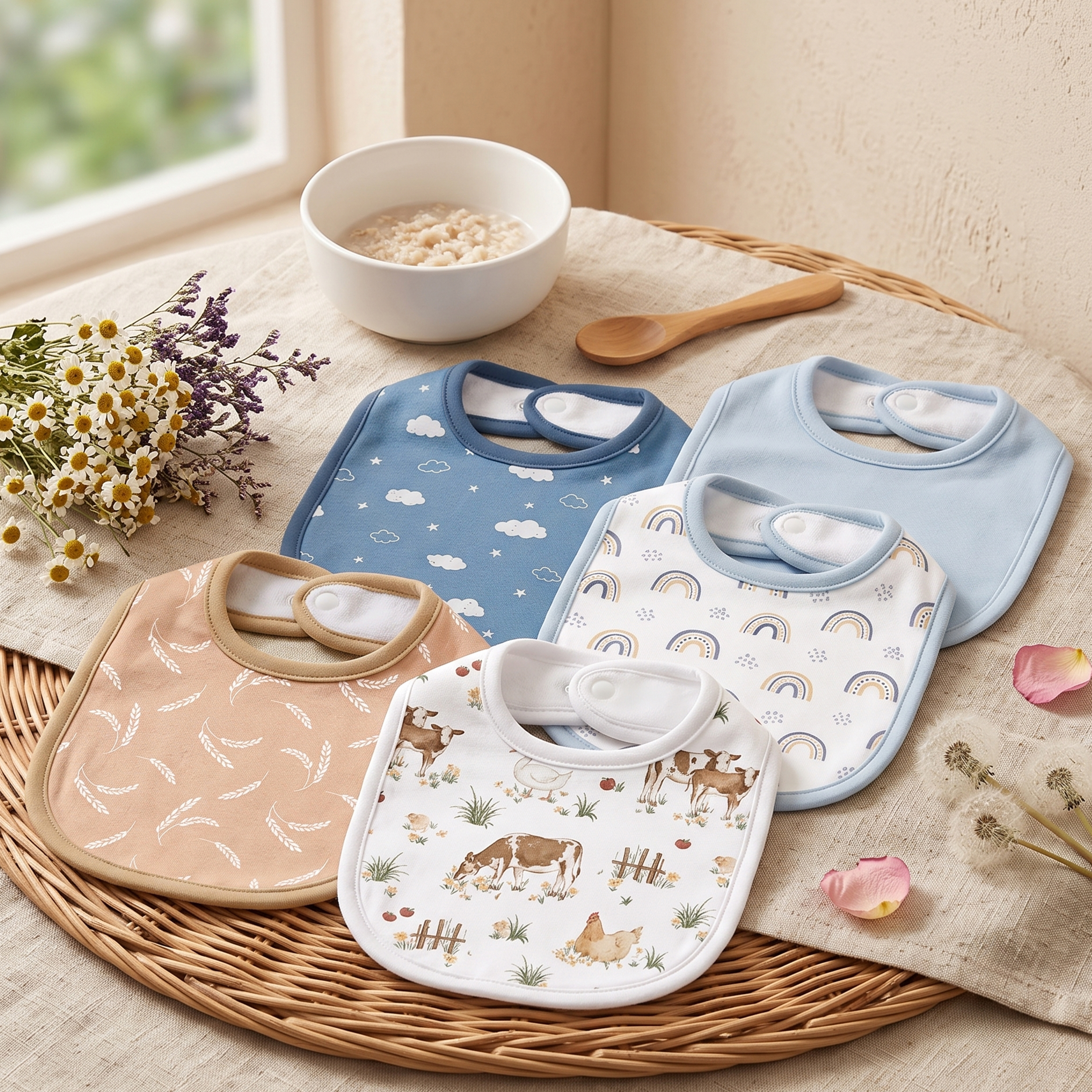 Farm Sky Tales  | Organic Cotton Bandana Bibs 10 Pack | 0-36 Months