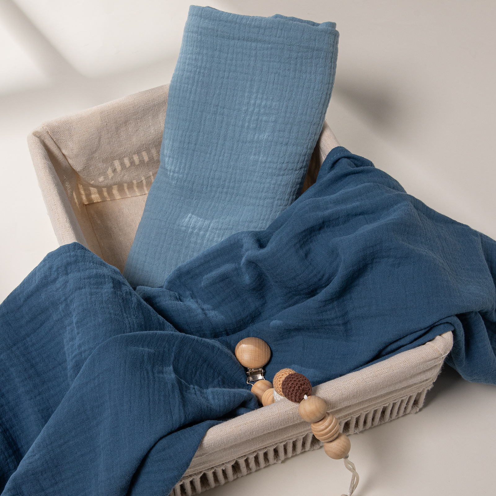 Muslin Swaddle Blankets 2-Pack, 38"x40" - Baby Blue