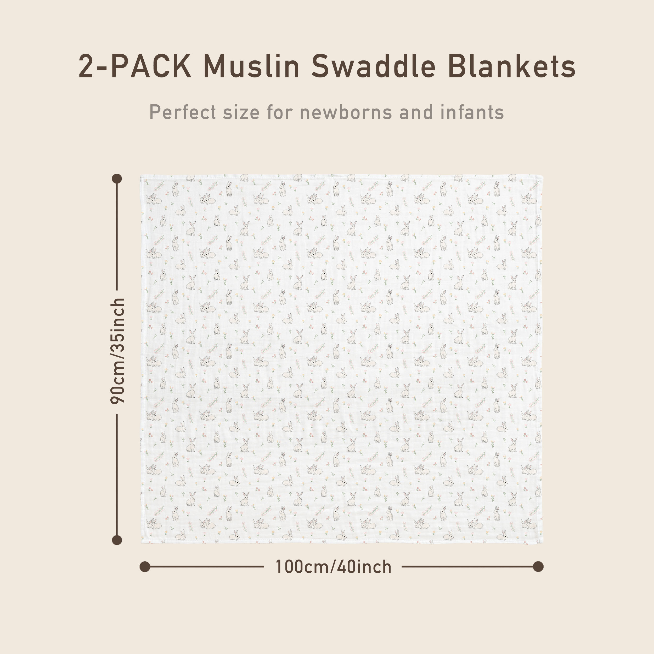 Muslin Swaddle Blankets 2-Pack | 35"x40" | Looking for Spring