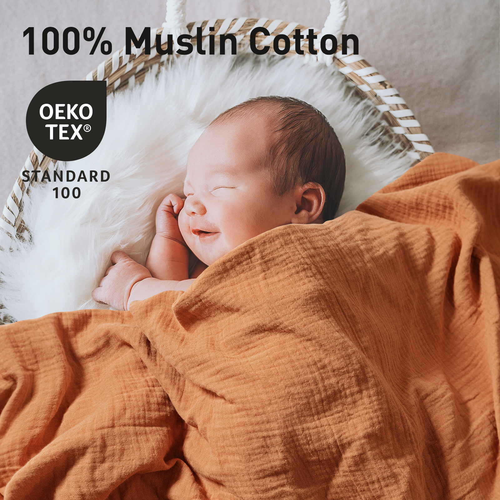 Muslin Swaddle Blankets 3-Pack, 38"x40" - Rising 