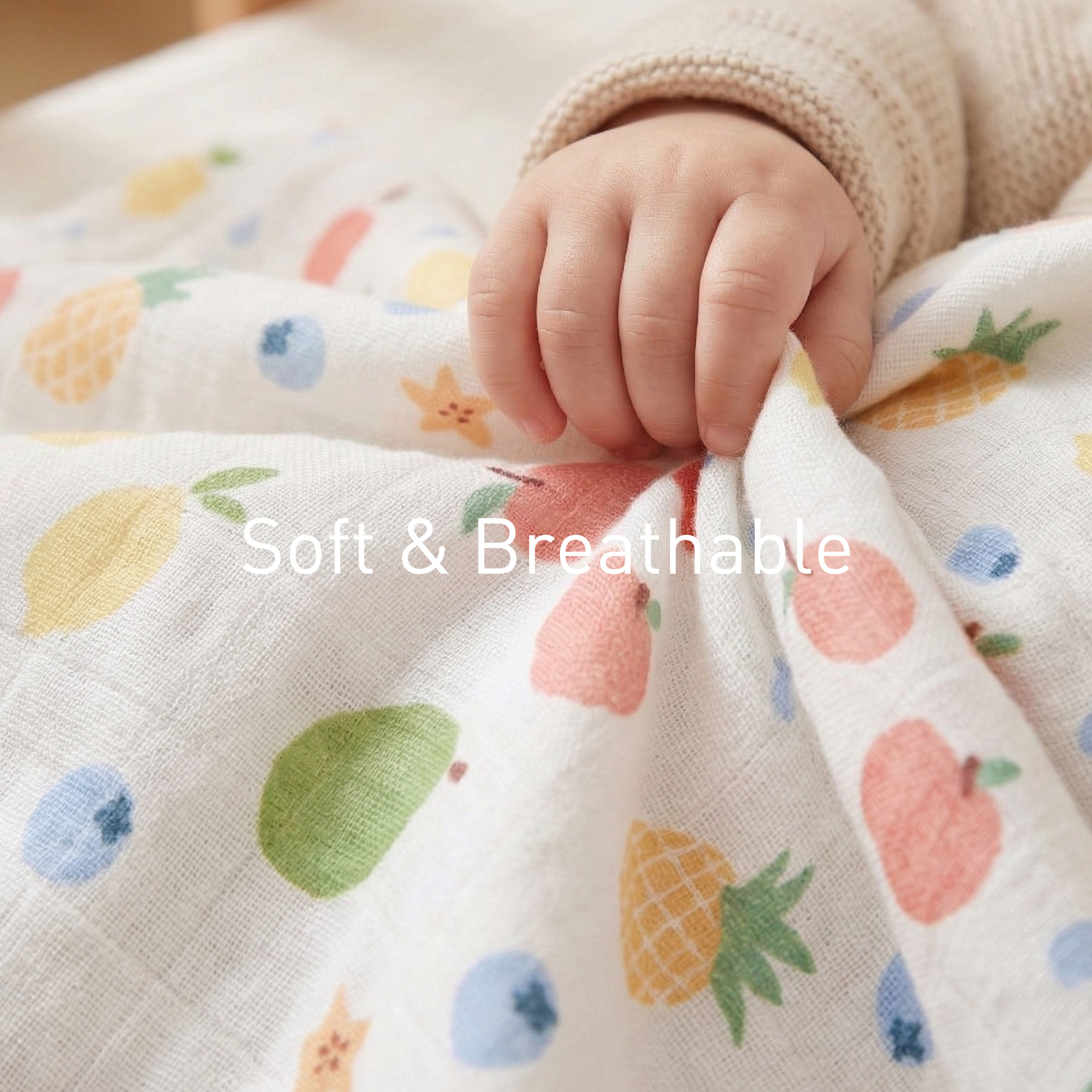 Muslin Swaddle Blankets 4-Pack | 35"x40" | Azure Berry Dream
