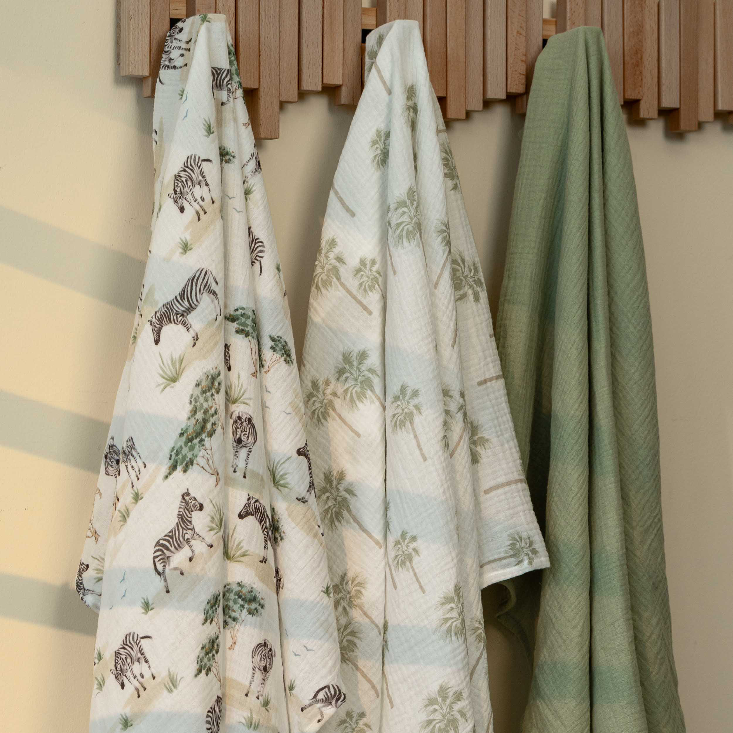 Muslin Swaddle Blankets 3-Pack | 38"x40" | Safari Whisper