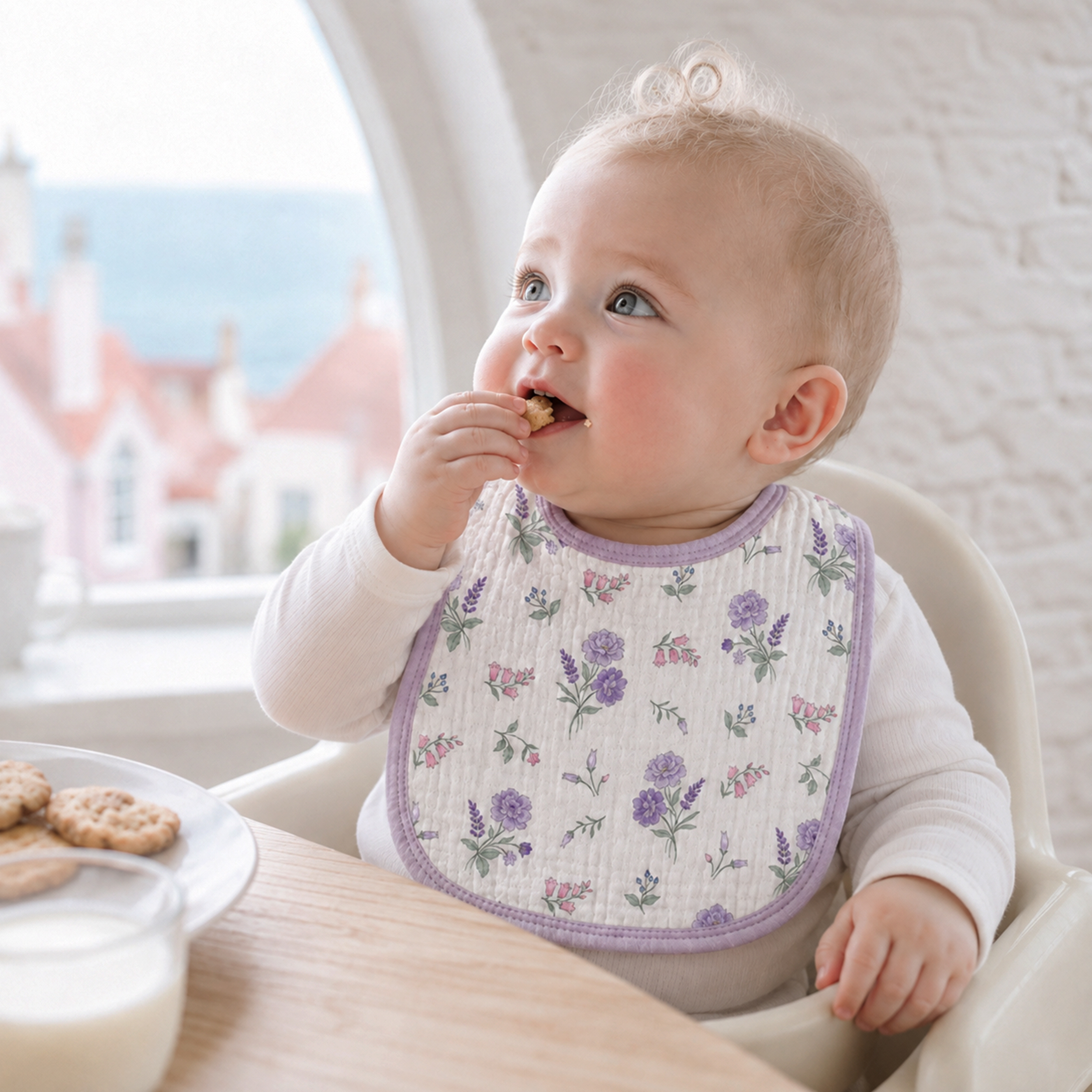 Pink Lavender Floral | baby muslin bibs 8 pack | 0-36 months