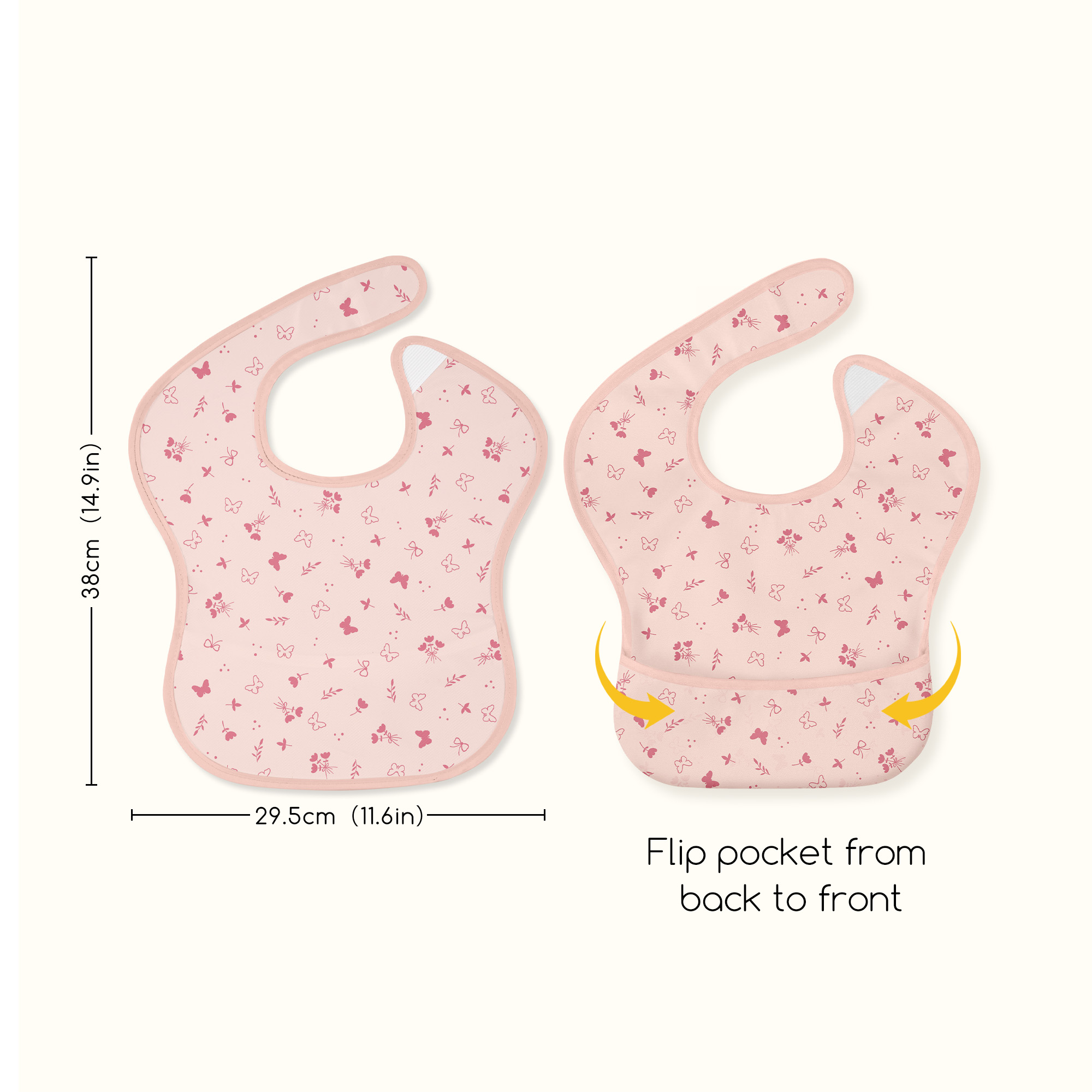 Blush Butterfly Waltz | Gllquen baby Waterproof Bibs 3 Pack | 3-24 Months