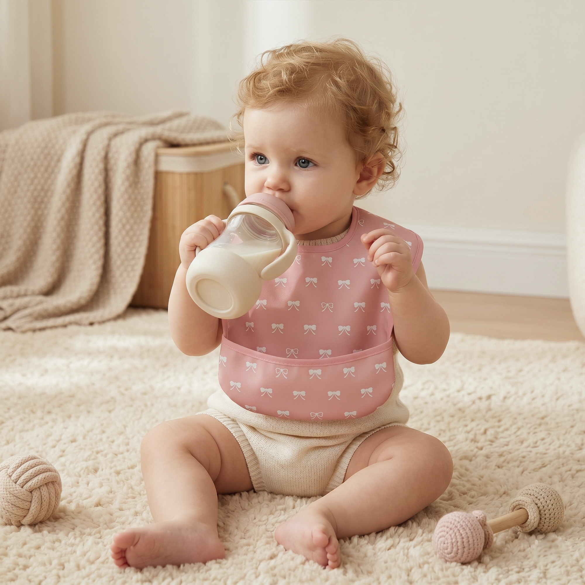 Blush Butterfly Waltz | Gllquen baby Waterproof Bibs 3 Pack | 3-24 Months