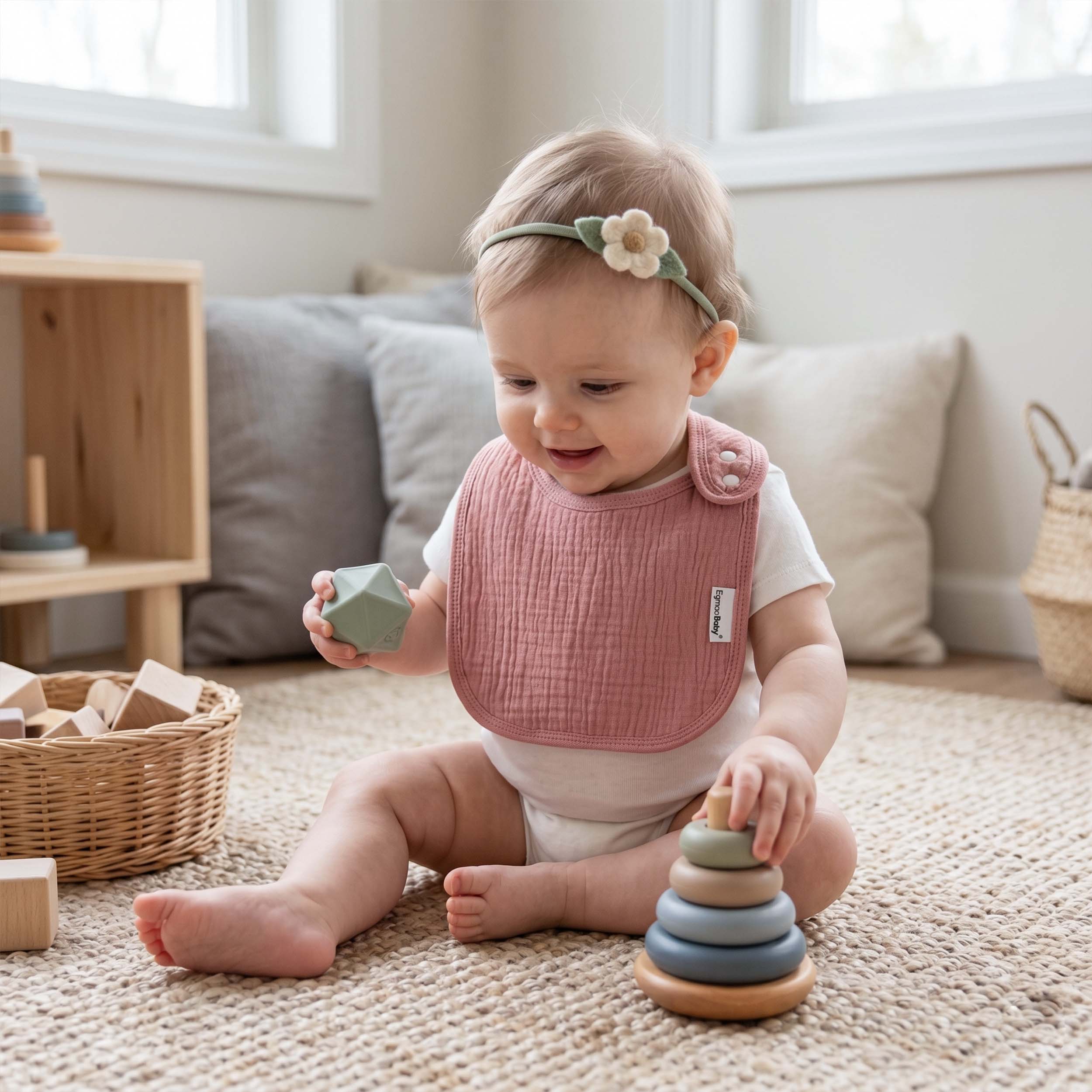 Caramel Clay Texture | baby muslin bibs 5 pack | 0-36 months