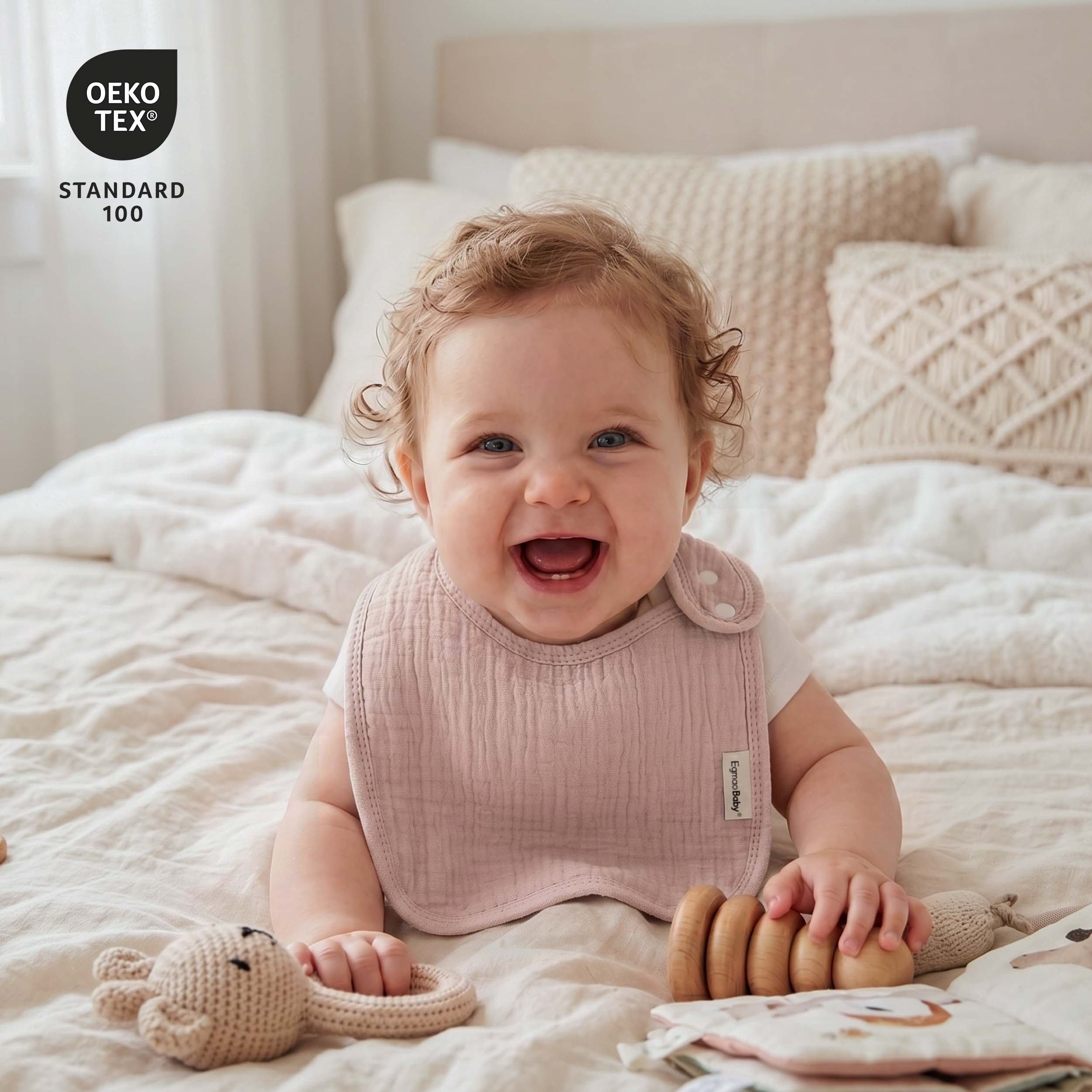 Caramel Clay Texture | baby muslin bibs 5 pack | 0-36 months